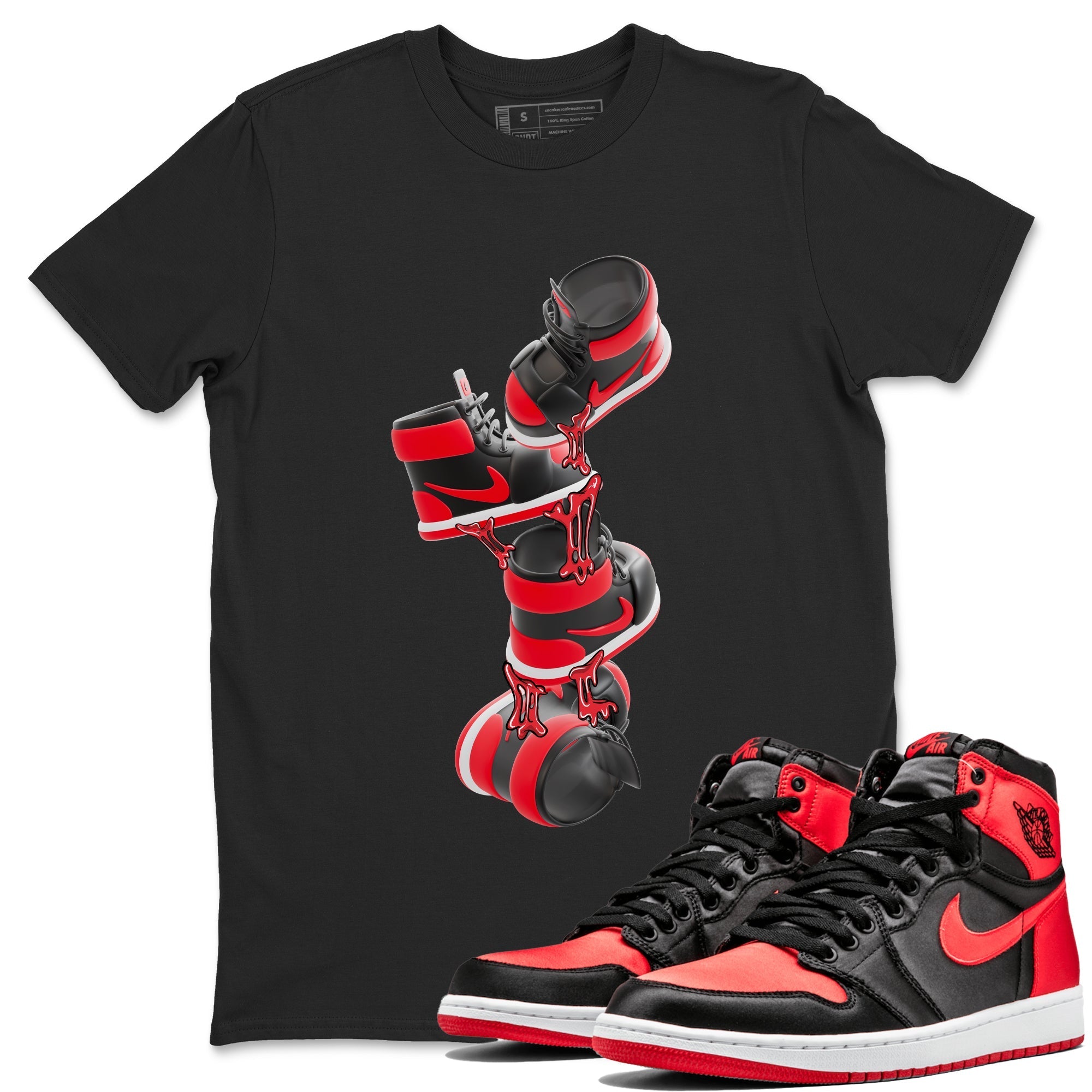 Gum Stuck On Shoes snkmatch Tee - Air Jordan 1 Satin Bred
