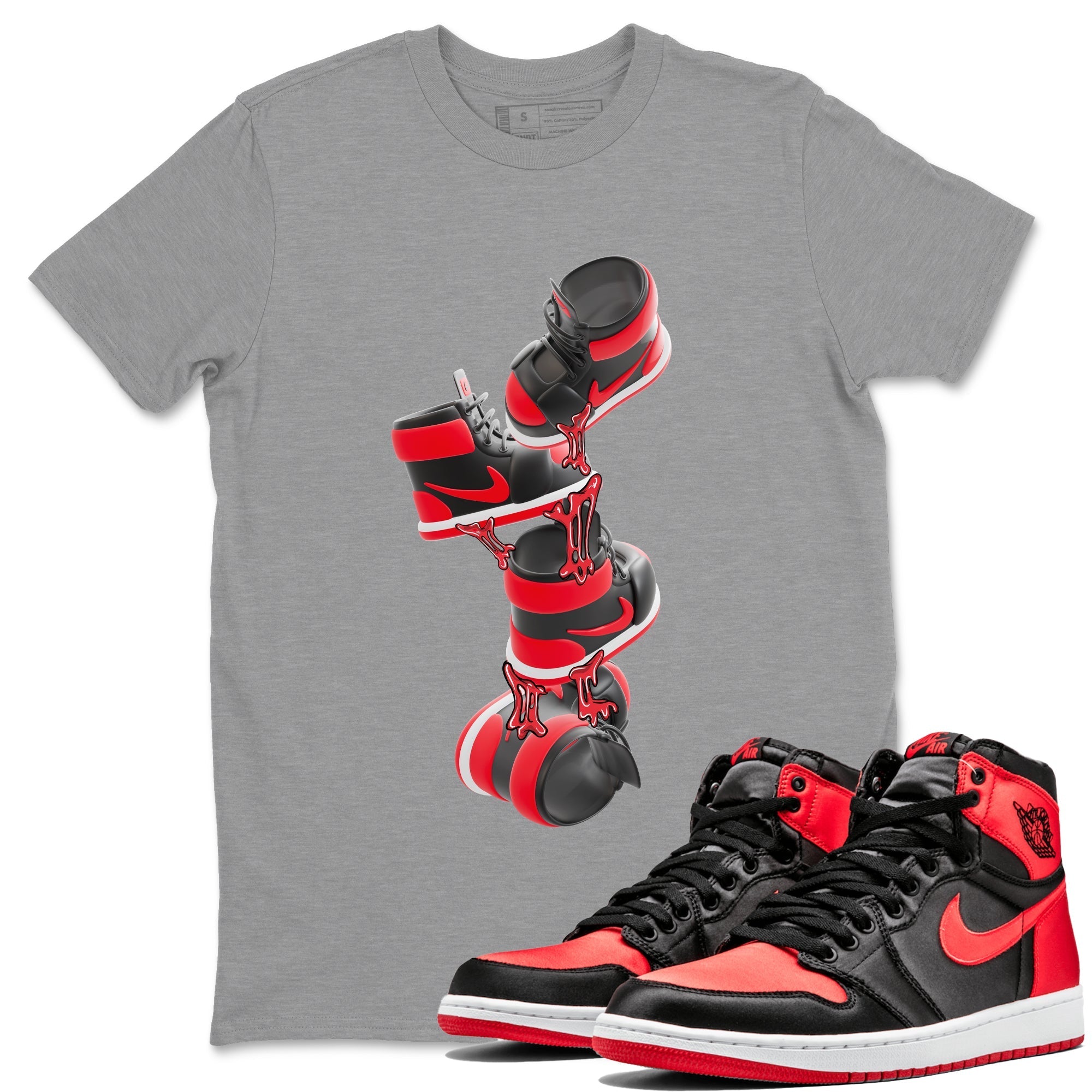 Gum Stuck On Shoes snkmatch Tee - Air Jordan 1 Satin Bred