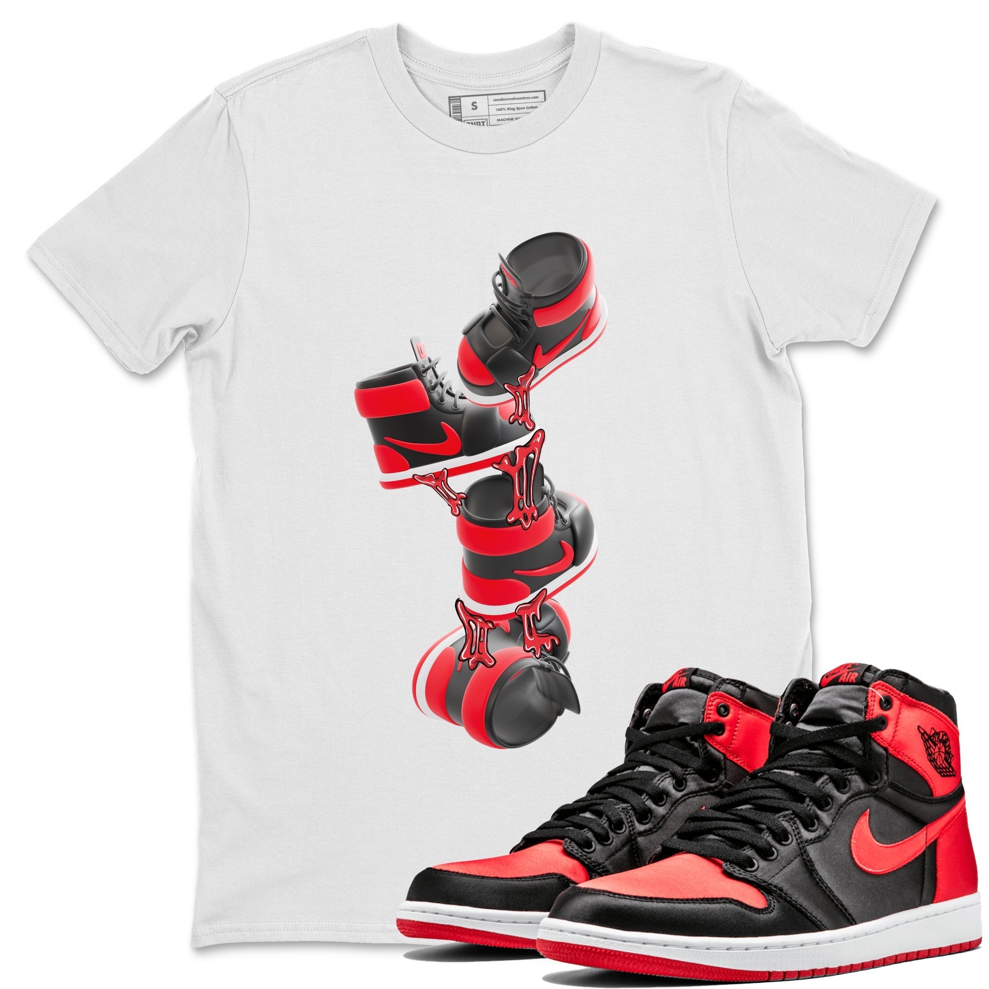 Gum Stuck On Shoes snkmatch Tee - Air Jordan 1 Satin Bred