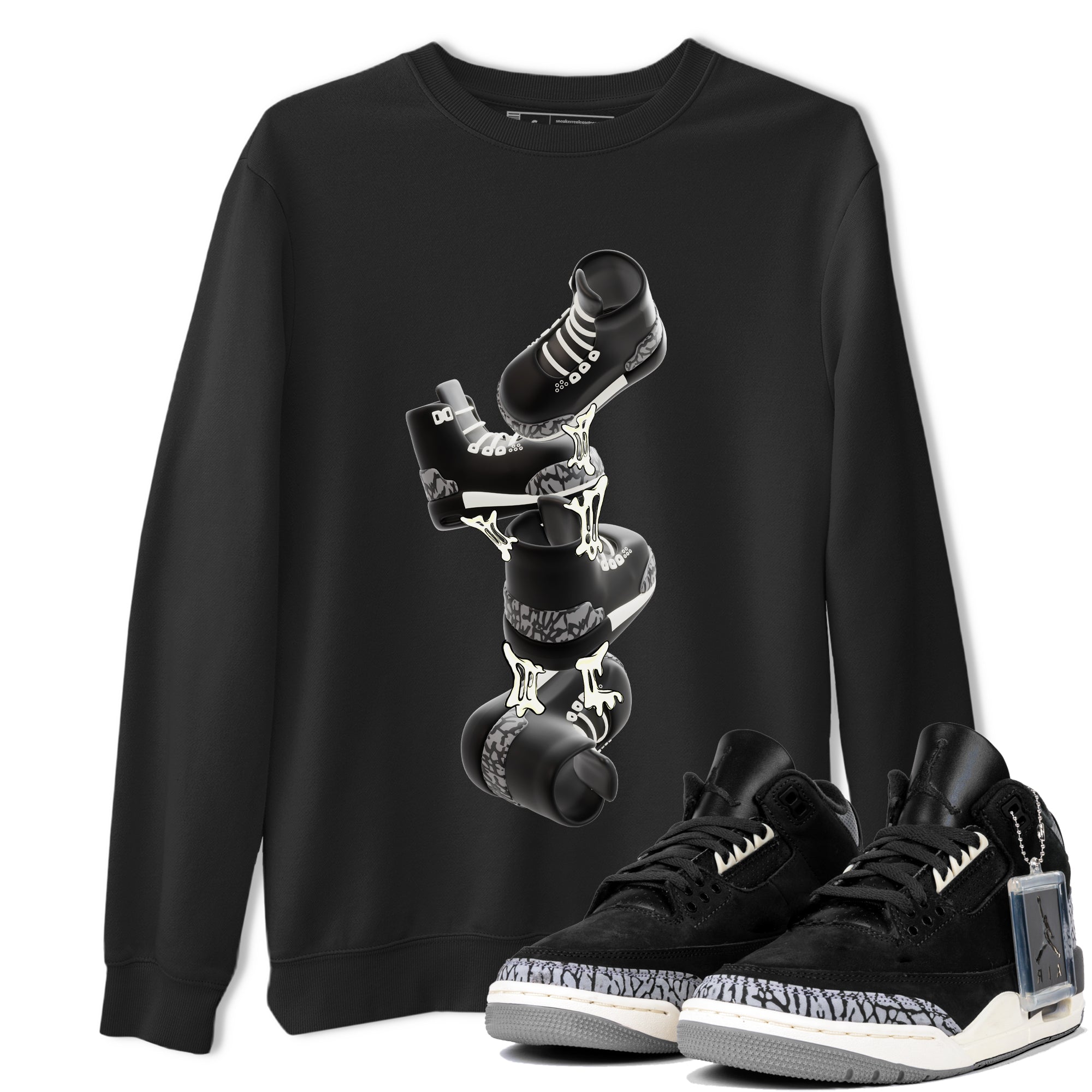 Gum Stuck On Shoes snkmatch Tee - Air Jordan 3 Off Noir