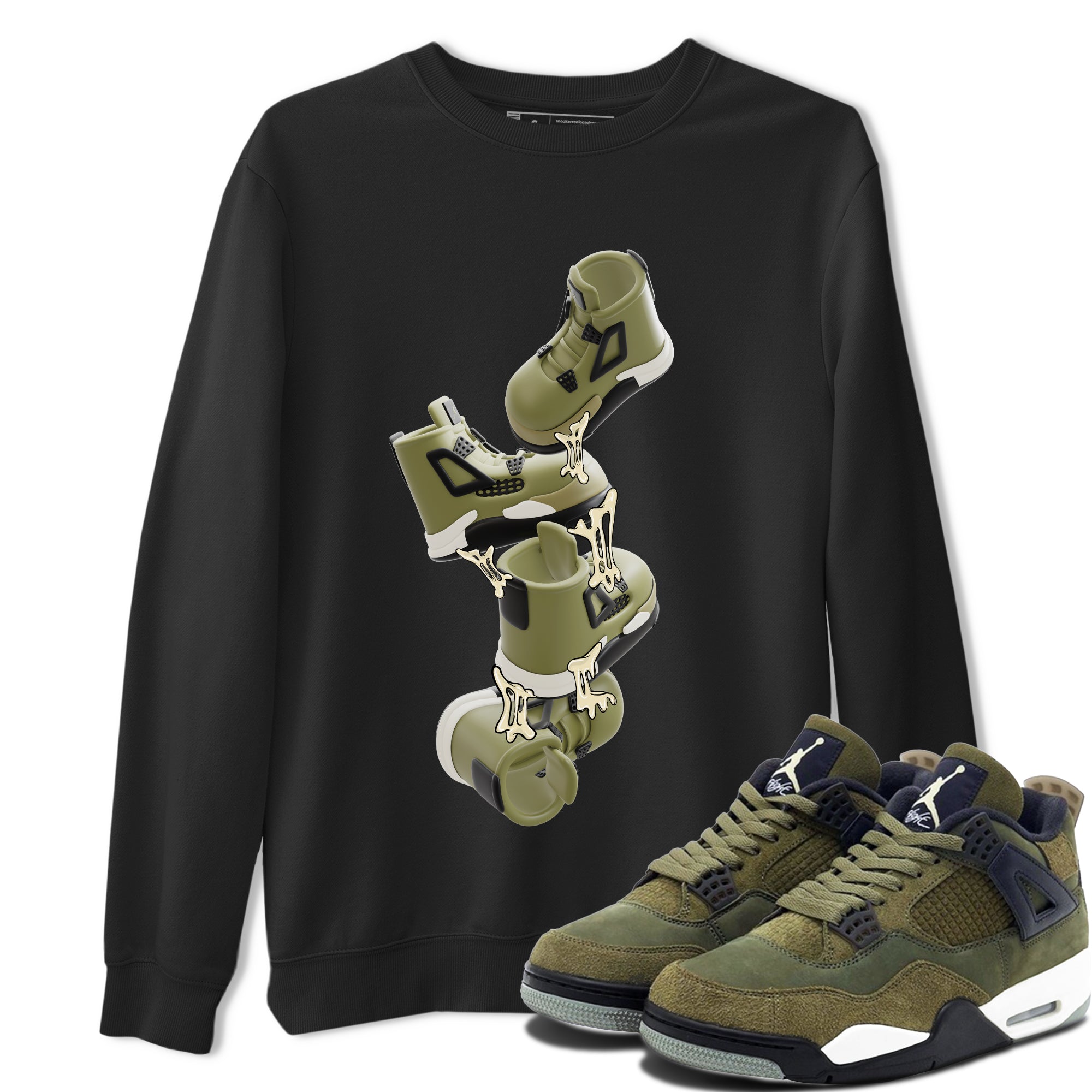 Gum Stuck On Shoes snkmatch Tee - Air Jordan 4 Medium Olive