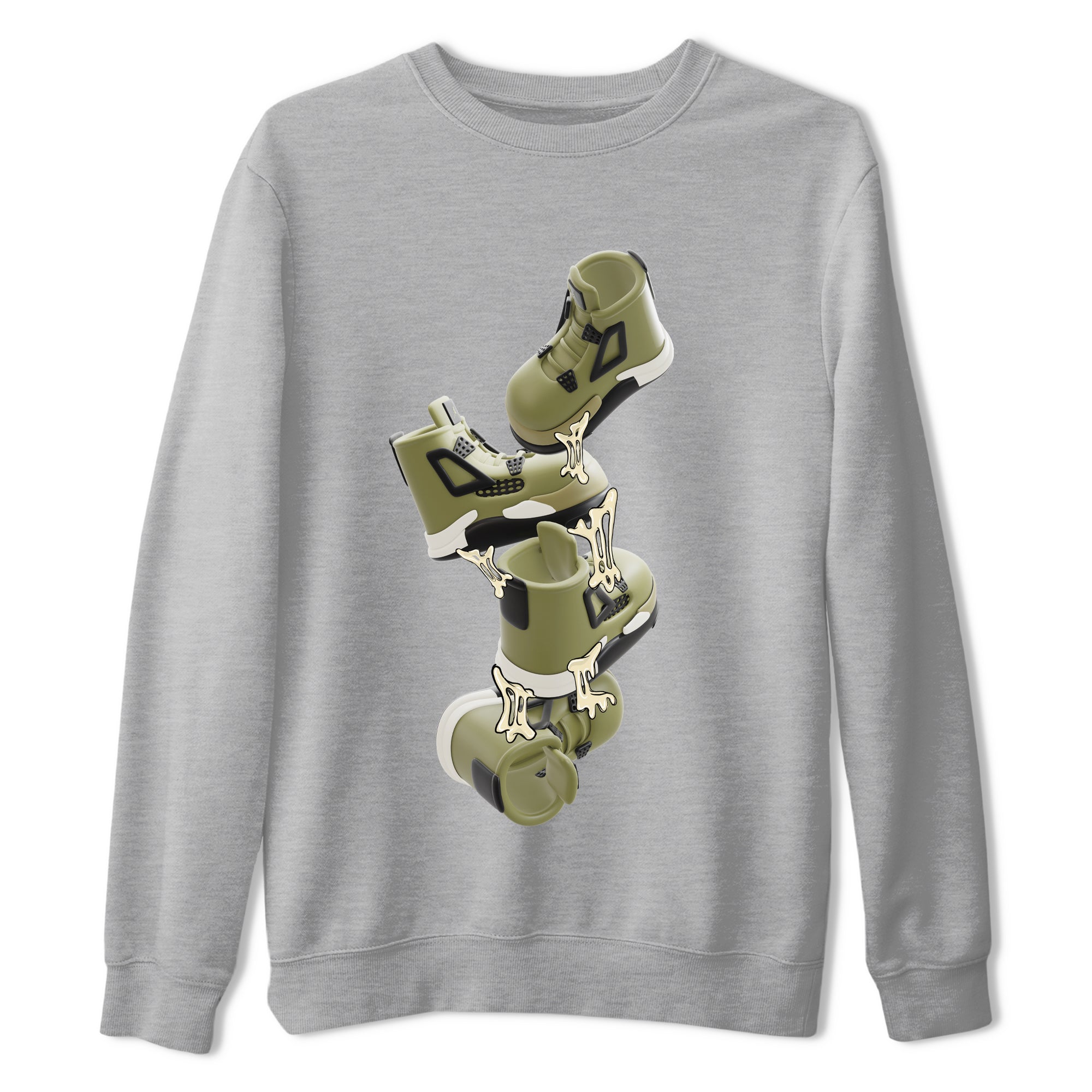 Gum Stuck On Shoes snkmatch Tee - Air Jordan 4 Medium Olive