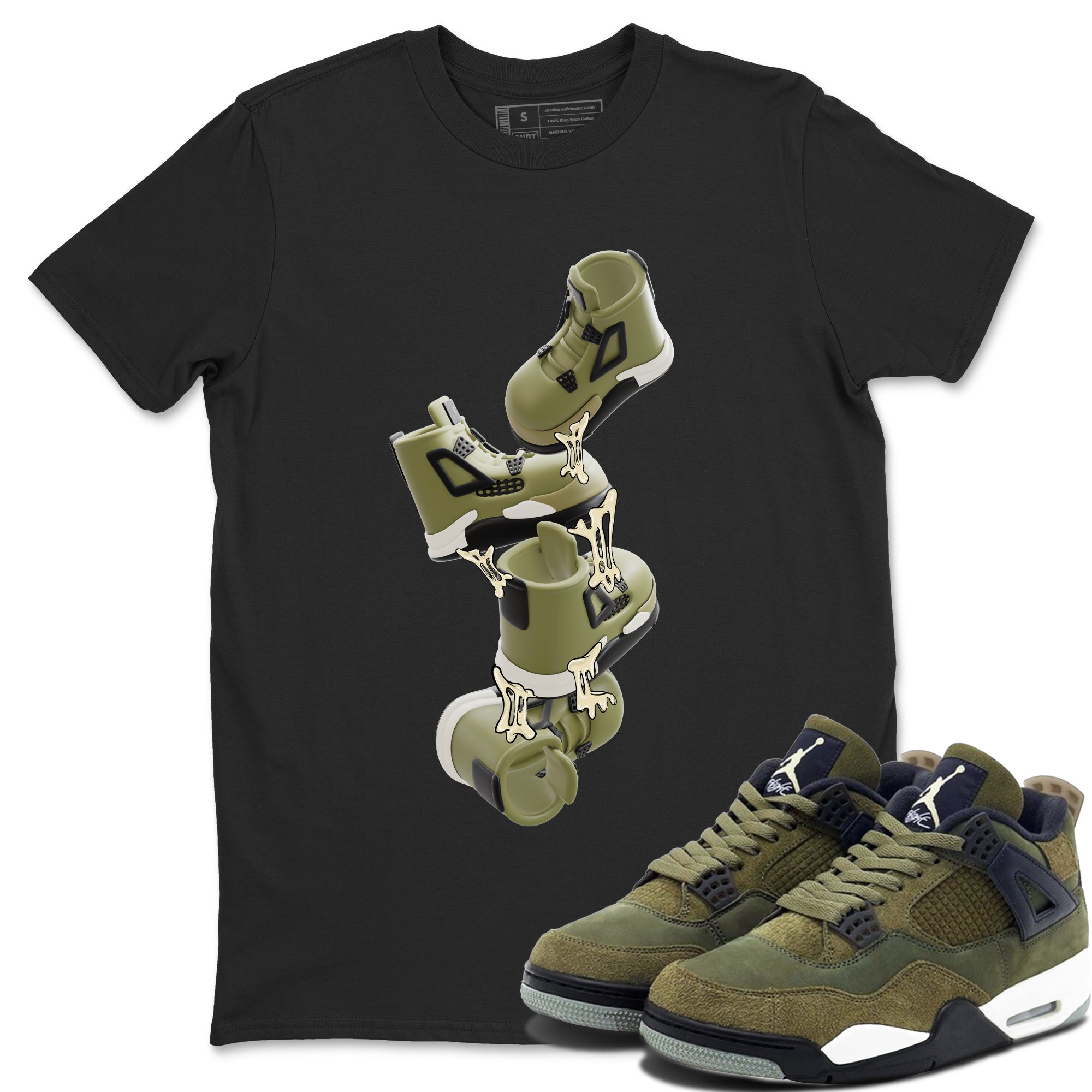 Gum Stuck On Shoes snkmatch Tee - Air Jordan 4 Medium Olive