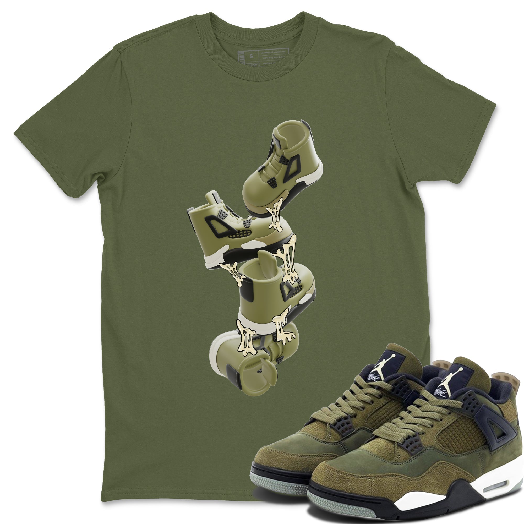 Gum Stuck On Shoes snkmatch Tee - Air Jordan 4 Medium Olive