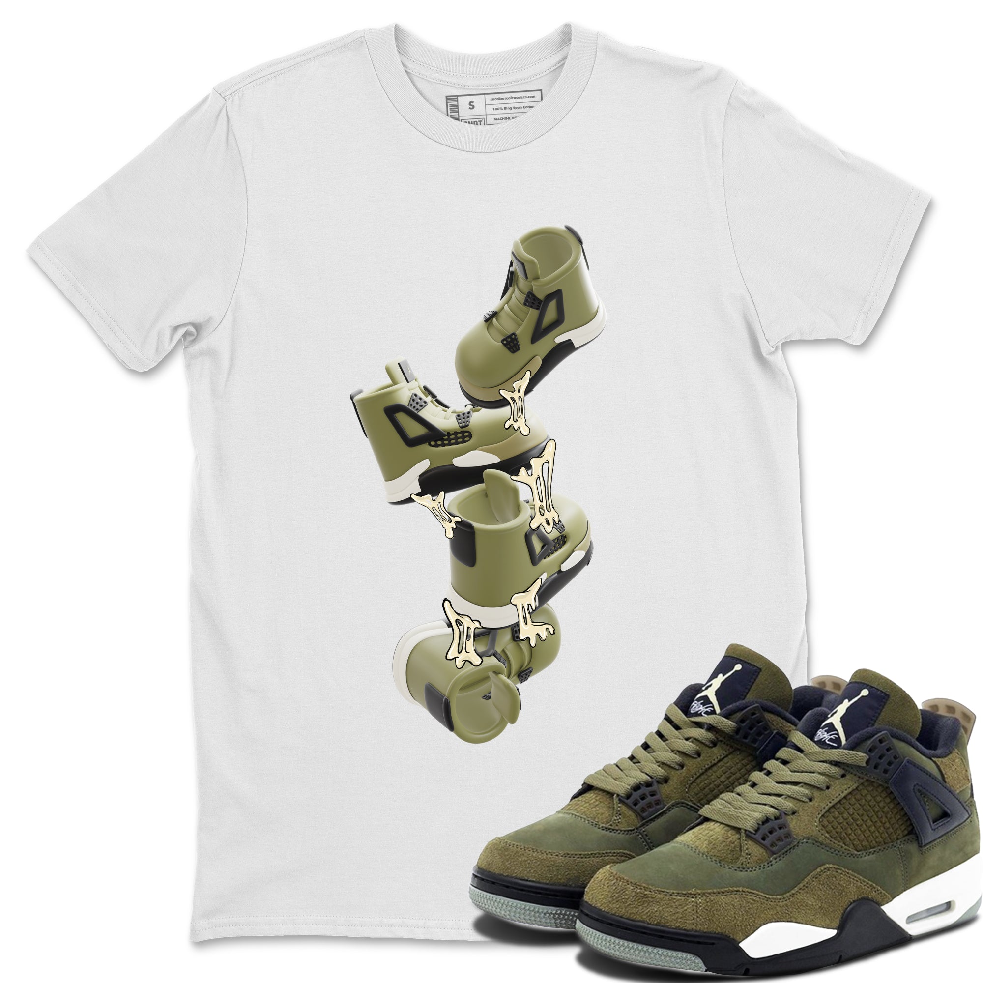 Gum Stuck On Shoes snkmatch Tee - Air Jordan 4 Medium Olive
