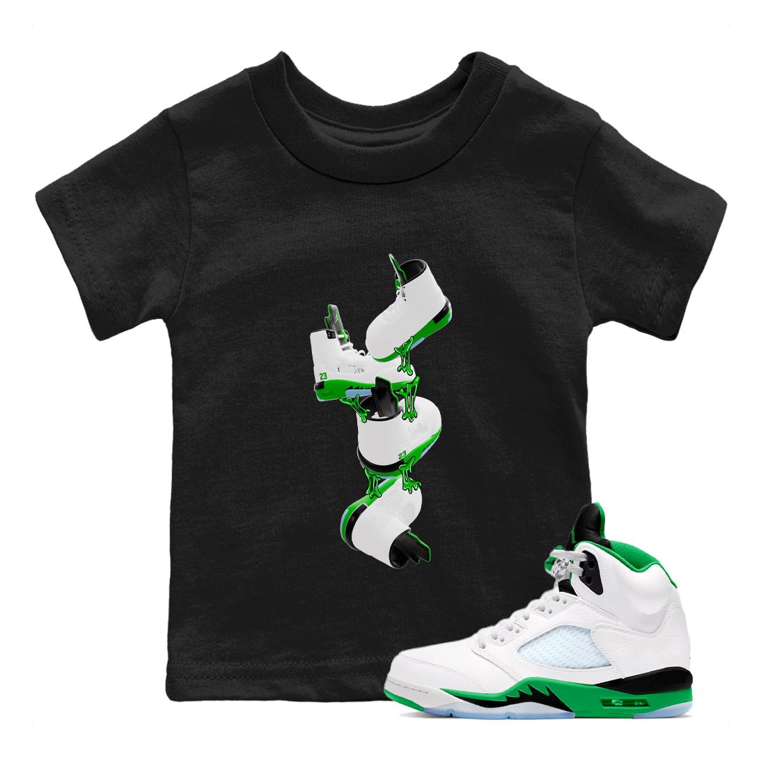 Gum Stuck On Shoes snkmatch Tee Kids - Air Jordan 5 Lucky Green