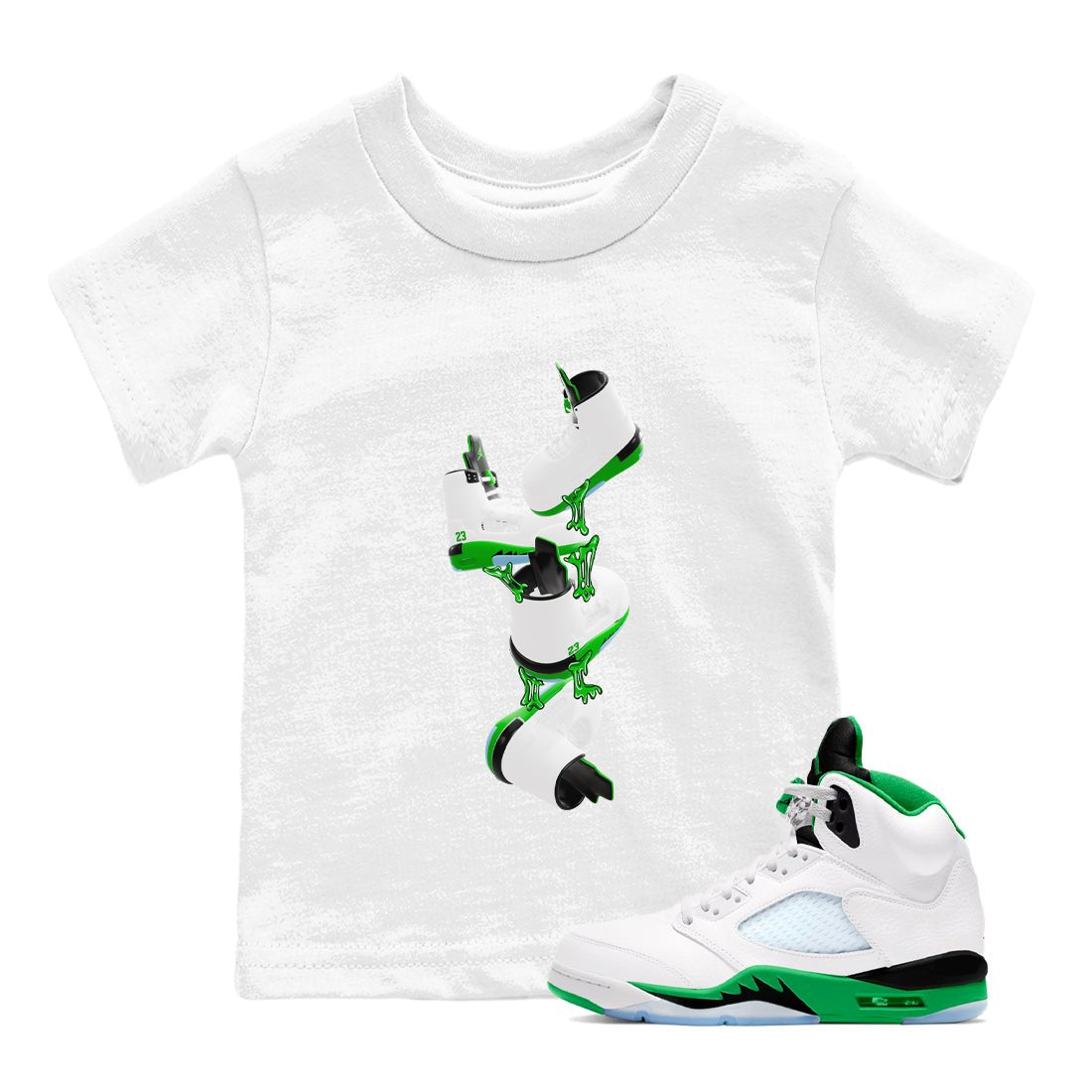 Gum Stuck On Shoes snkmatch Tee Kids - Air Jordan 5 Lucky Green