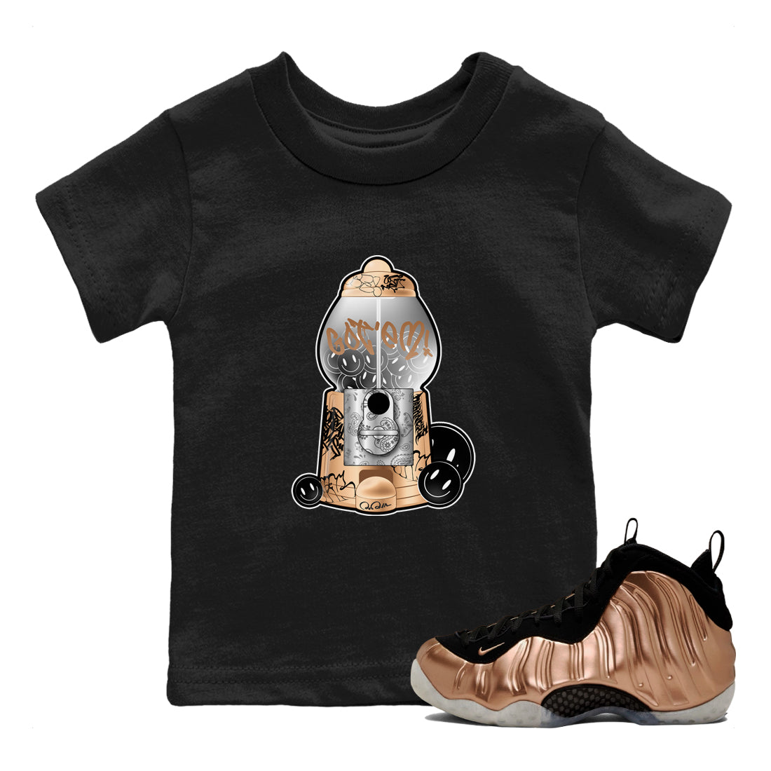 Gumball Machine snkmatch Tees Kids - Air Foamposite One Metallic Copper