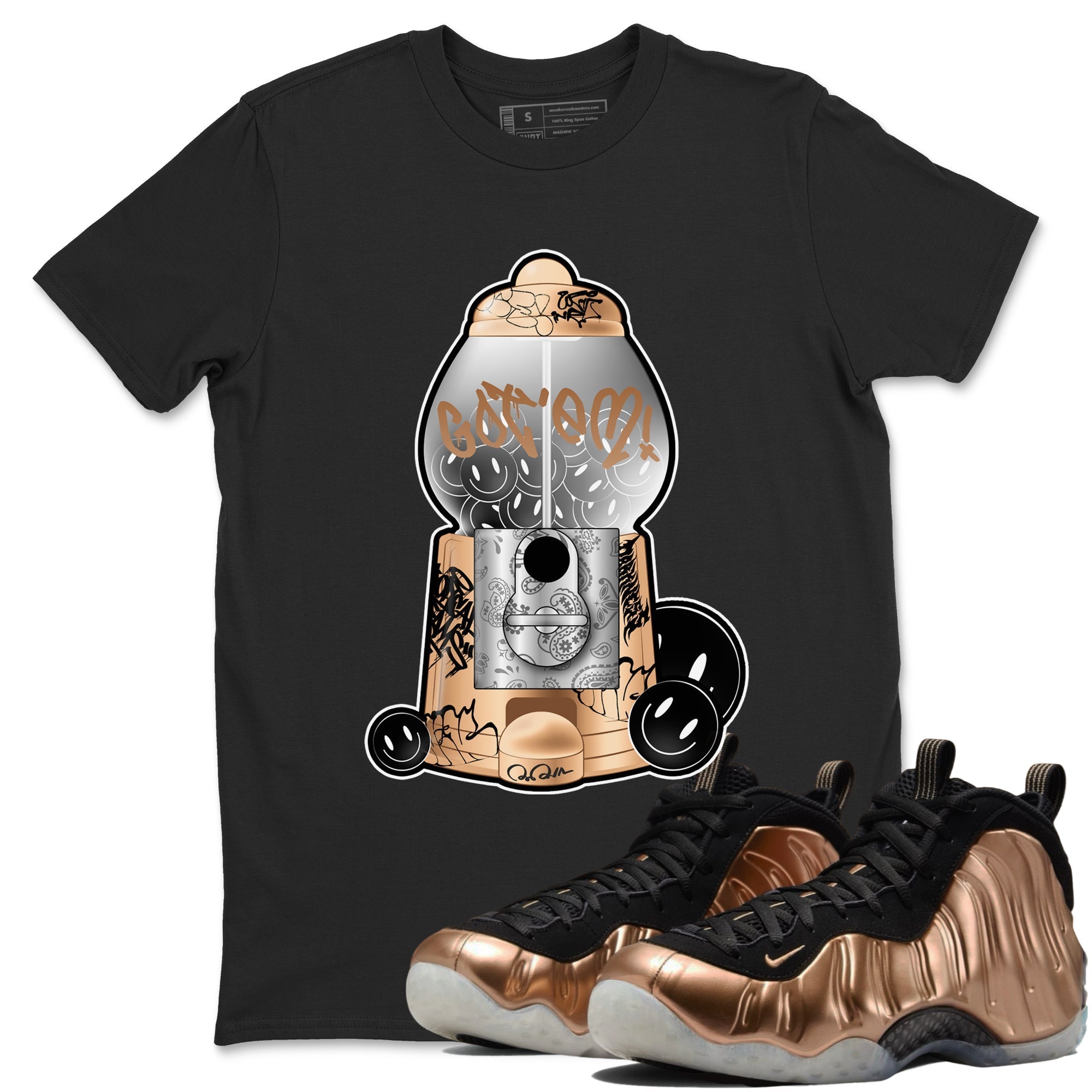 Gumball Machine snkmatch Tees - Air Foamposite One Metallic Copper