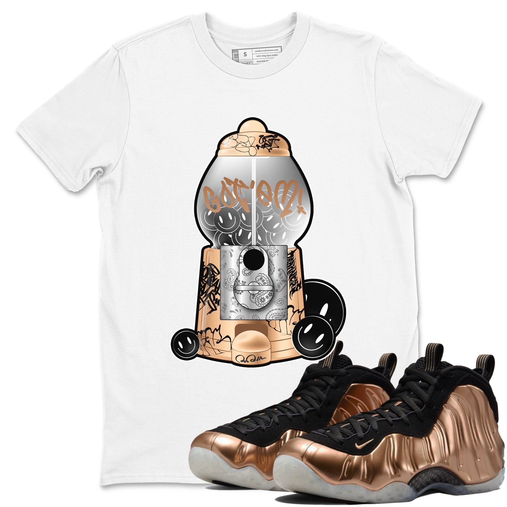 Gumball Machine snkmatch Tees - Air Foamposite One Metallic Copper