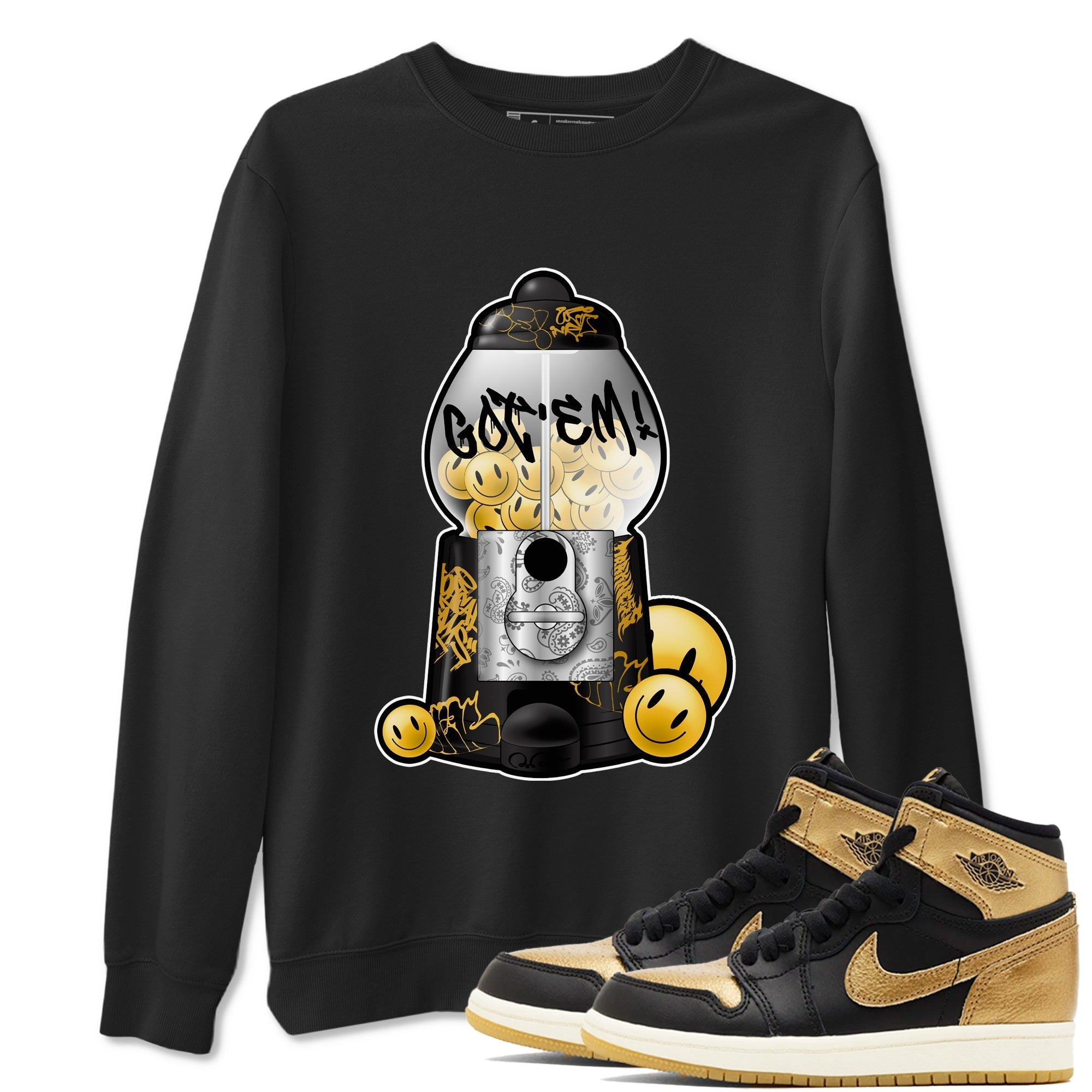 Gumball Machine snkmatch Tees - Air Jordan 1 Black Metallic Gold