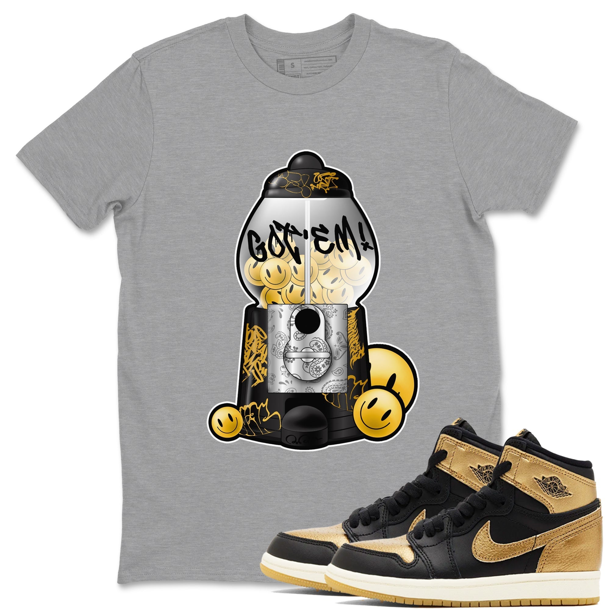 Gumball Machine snkmatch Tees - Air Jordan 1 Black Metallic Gold