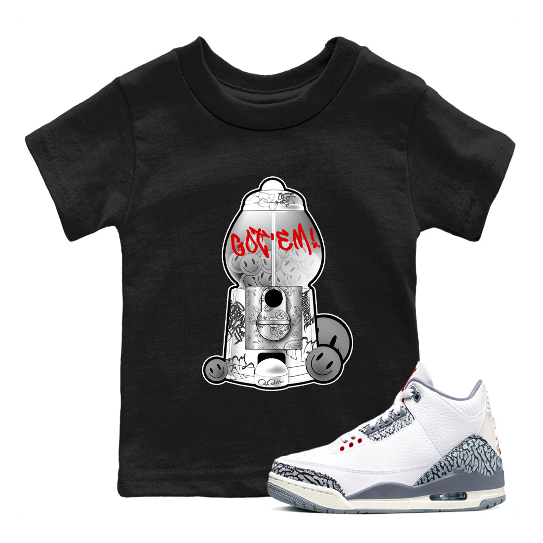 Gumball Machine snkmatch Tees Kids - Air Jordan 3 Cement Grey
