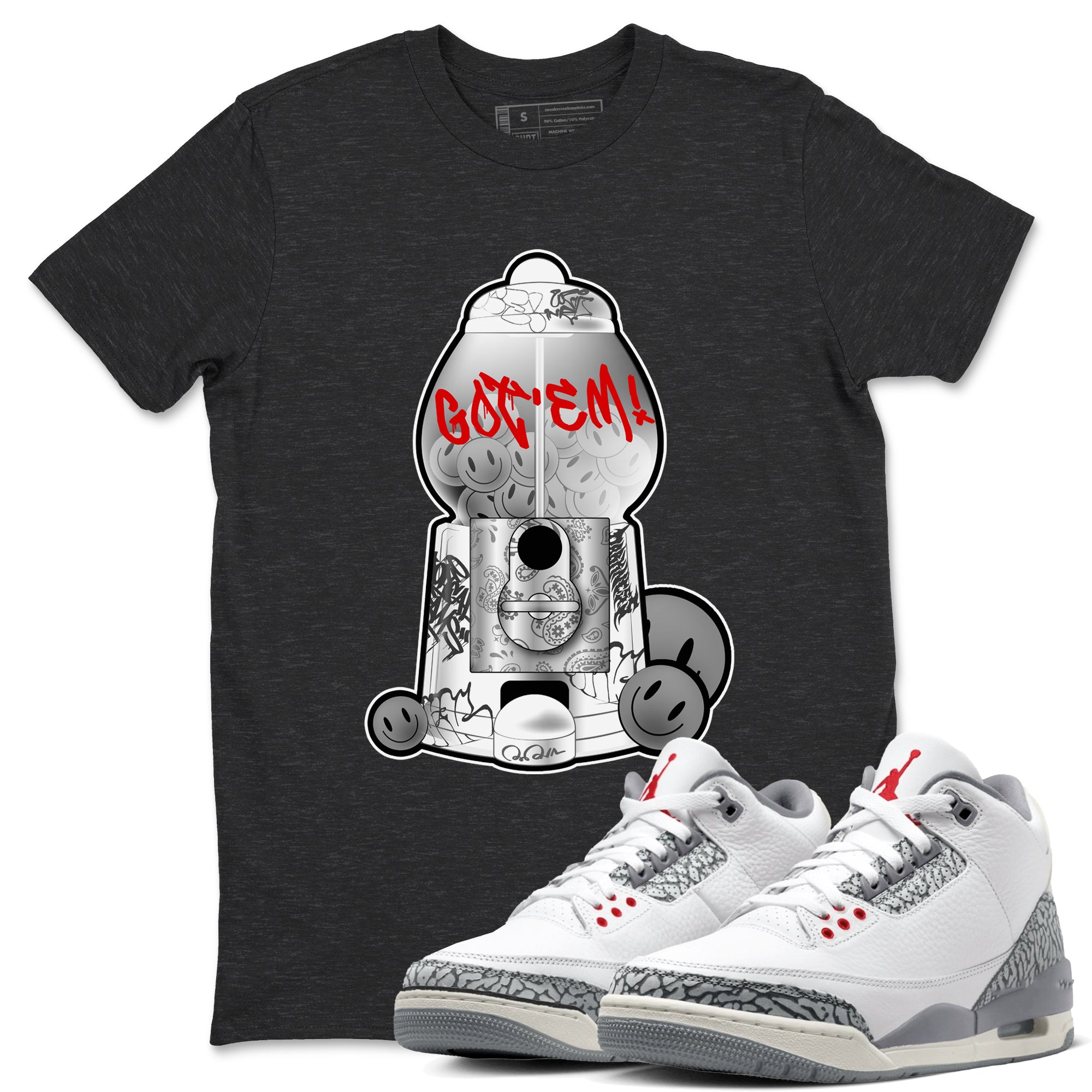 Gumball Machine snkmatch Tees - Air Jordan 3 Cement Grey
