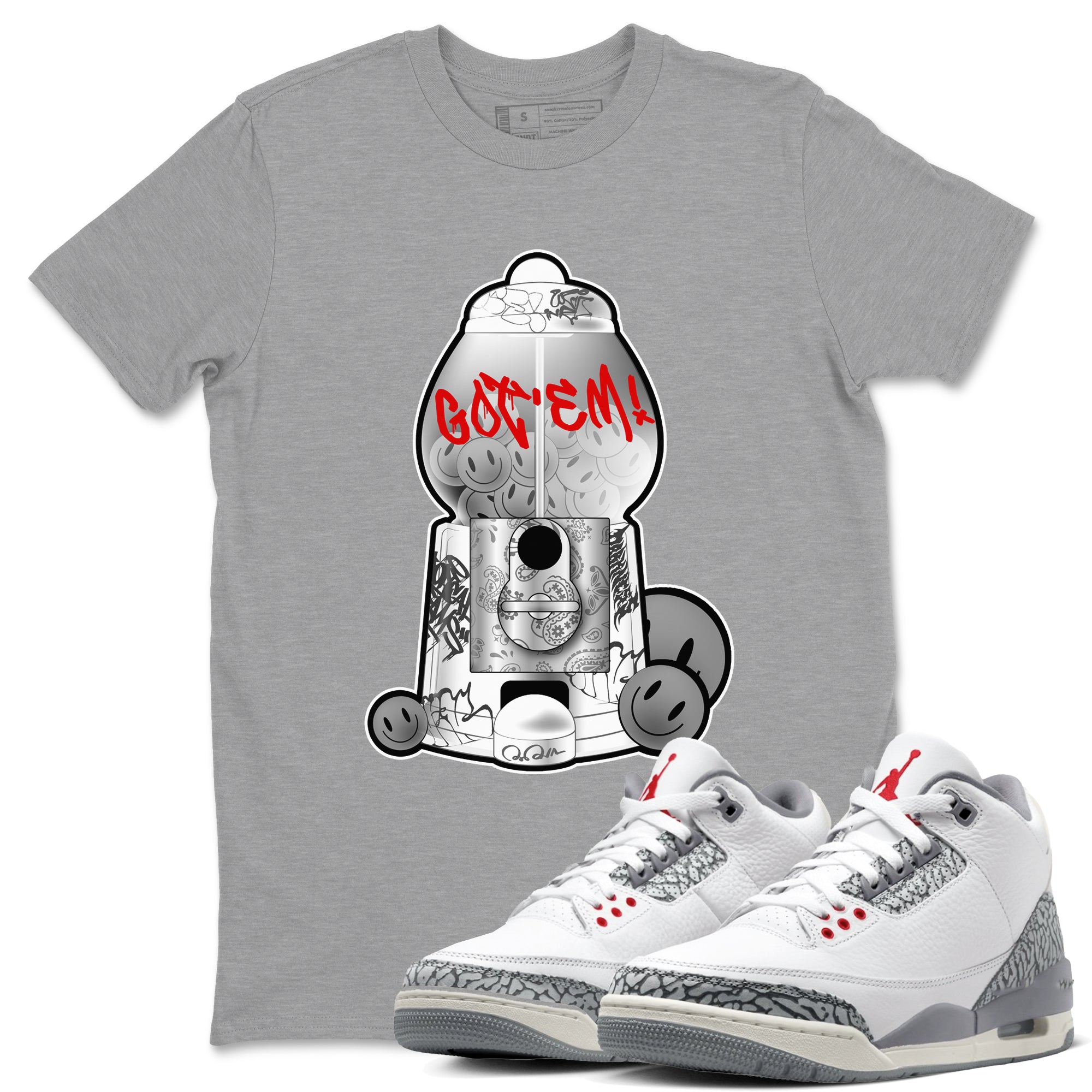 Gumball Machine snkmatch Tees - Air Jordan 3 Cement Grey
