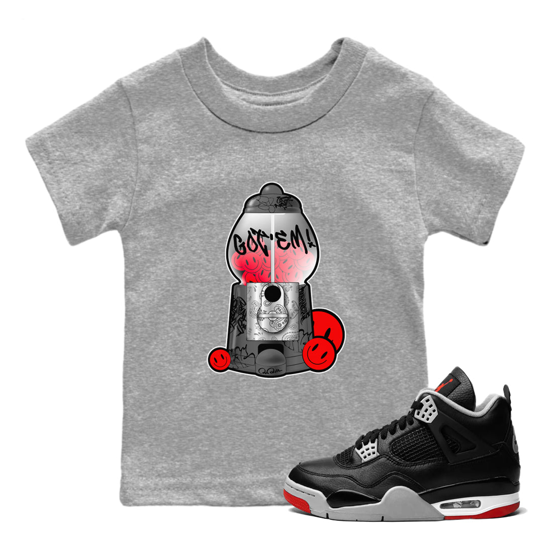 Gumball Machine snkmatch Tee Kids - Air Jordan 4 Bred Reimagined