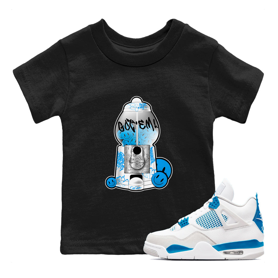 Gumball Machine snkmatch Tees Kids - Air Jordan 4 Military Blue