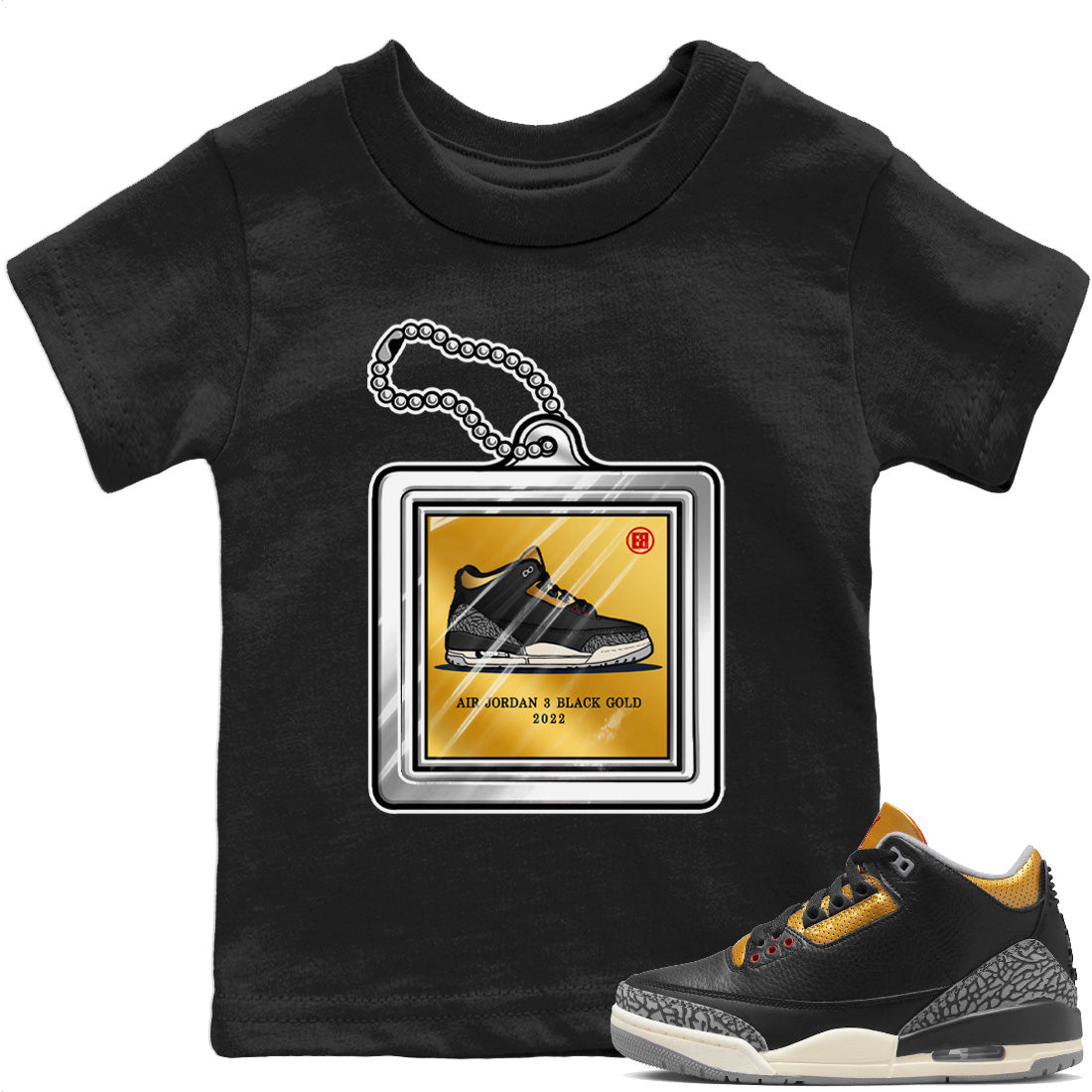 Hang Tag Kids Tops - Air Jordan 3 Black Gold