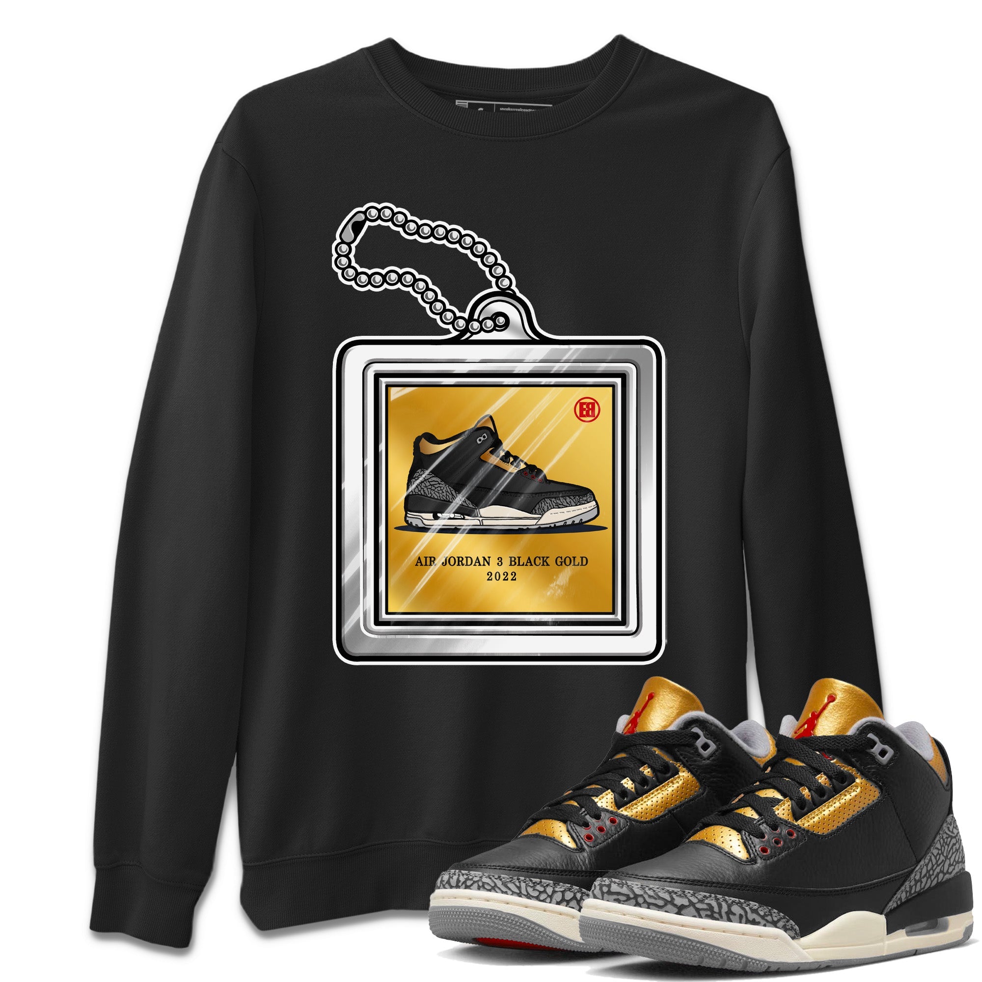Hang Tag Unisex Tops - Air Jordan 3 Black Gold