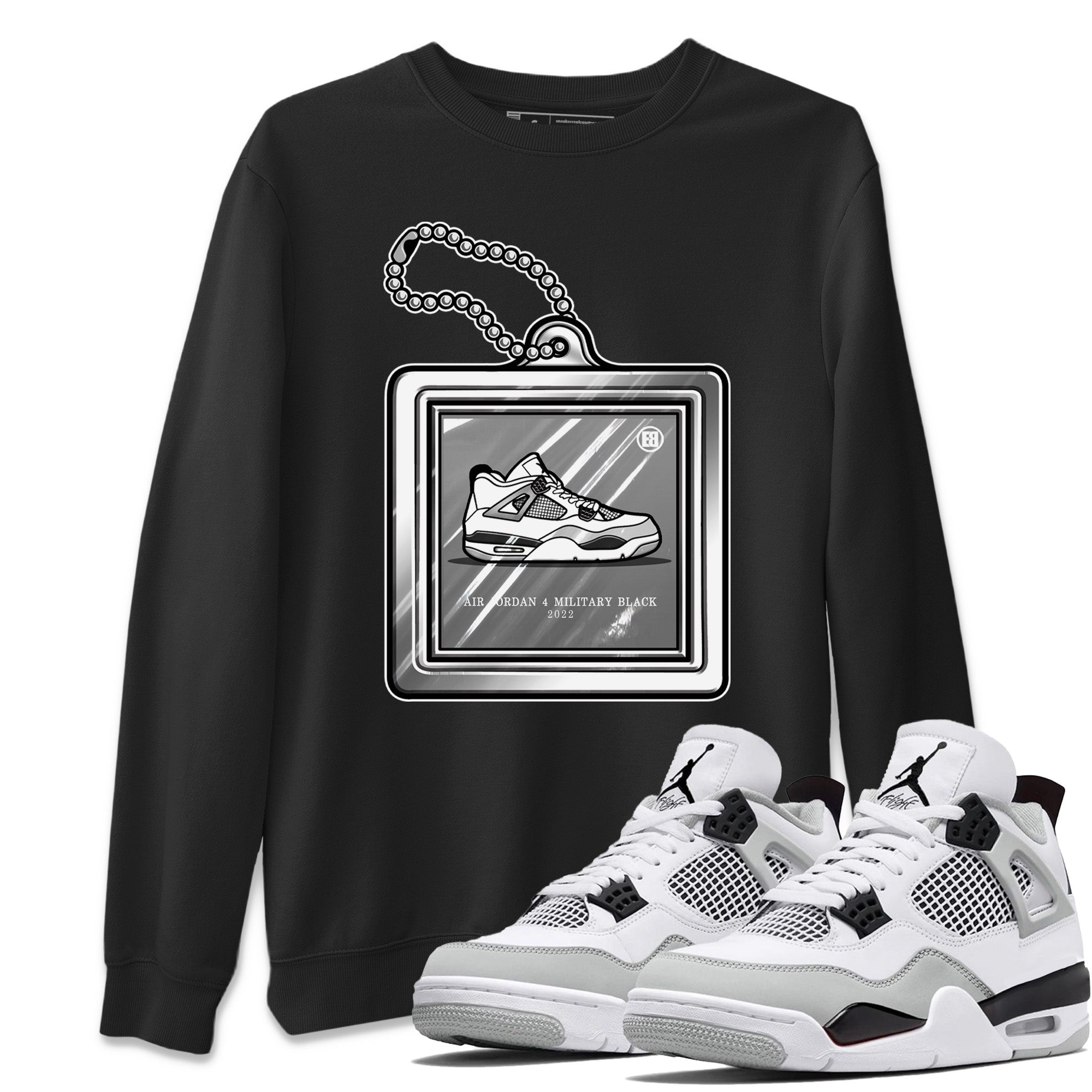 Hang Tag Unisex Tops - Air Jordan 4 Military Black