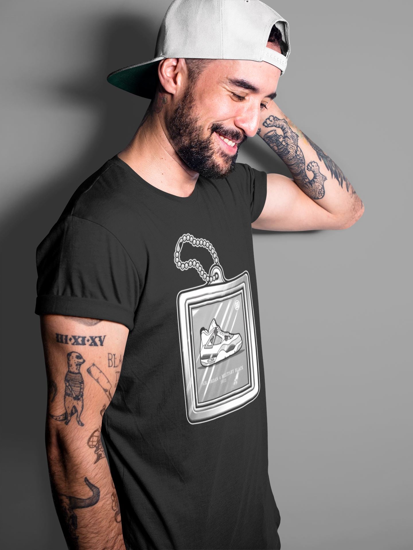 Hang Tag Unisex Tops - Air Jordan 4 Military Black