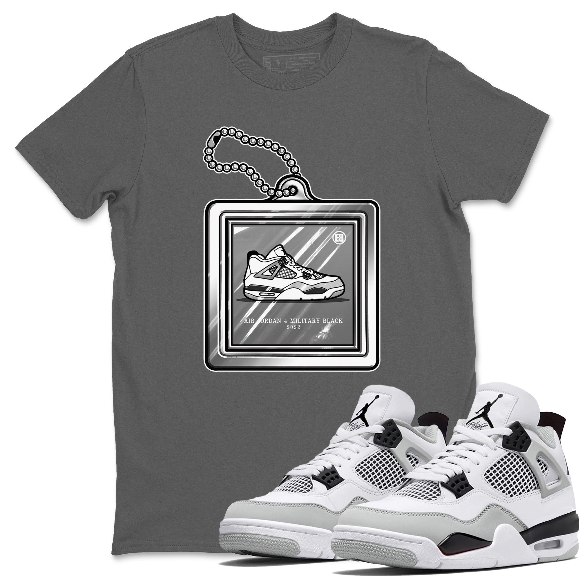 Hang Tag Unisex Tops - Air Jordan 4 Military Black