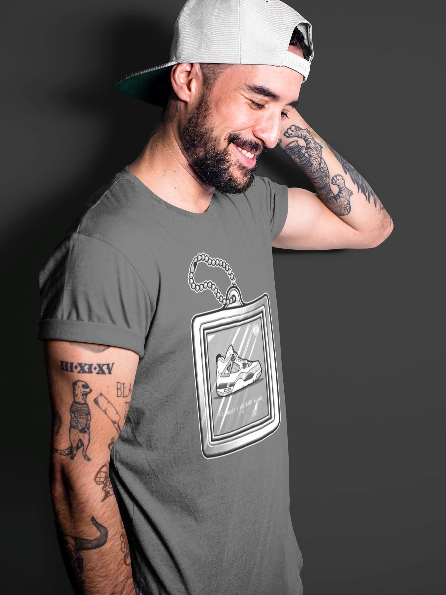 Hang Tag Unisex Tops - Air Jordan 4 Military Black