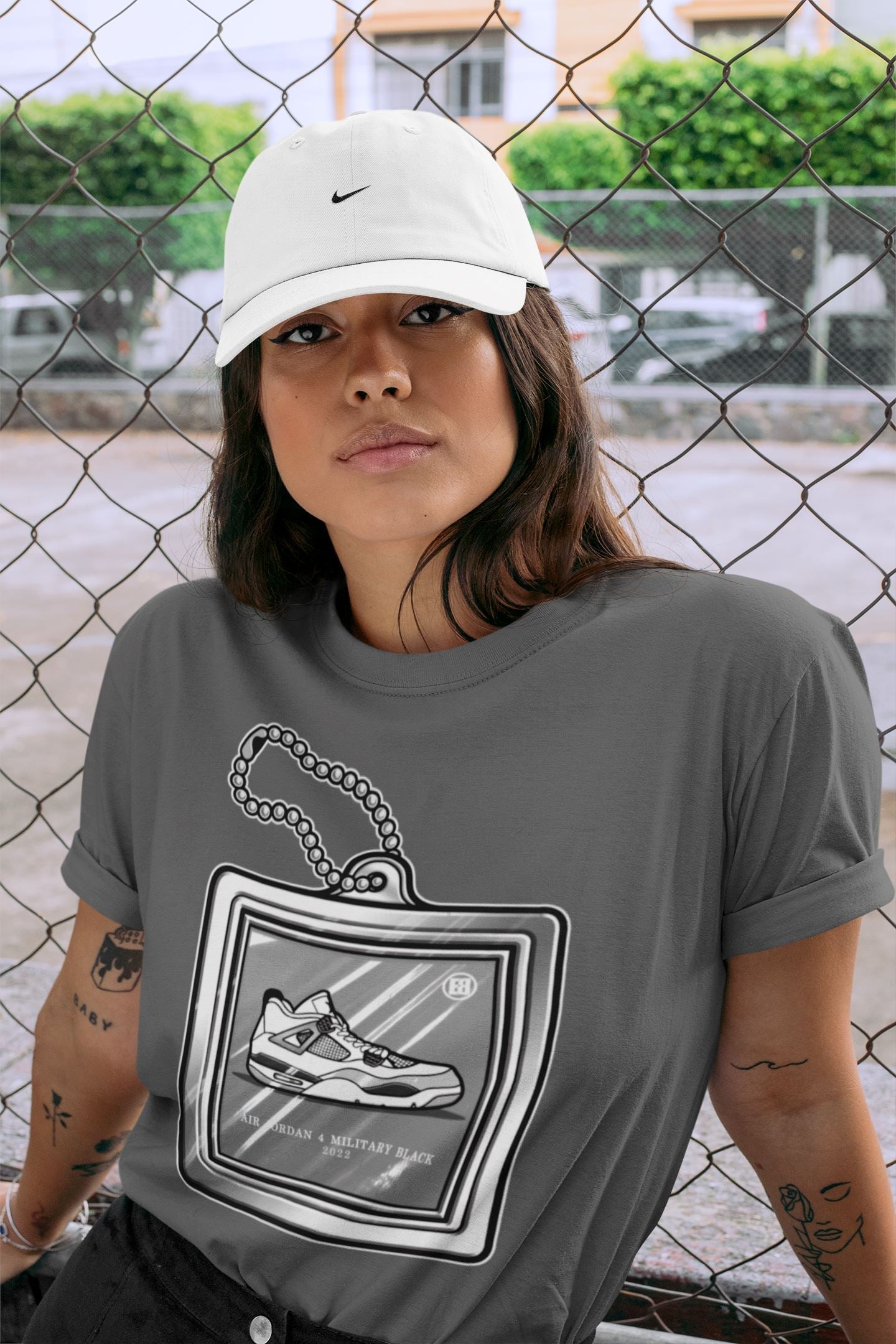 Hang Tag Unisex Tops - Air Jordan 4 Military Black