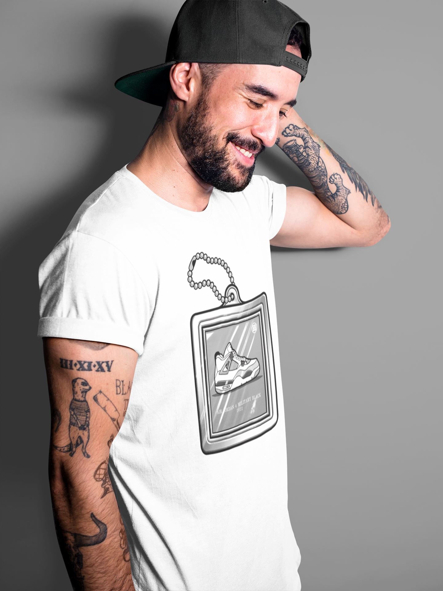Hang Tag Unisex Tops - Air Jordan 4 Military Black