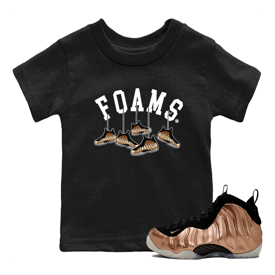 Hanging snkmatchs snkmatch Tees Kids - Air Foamposite One Metallic Copper