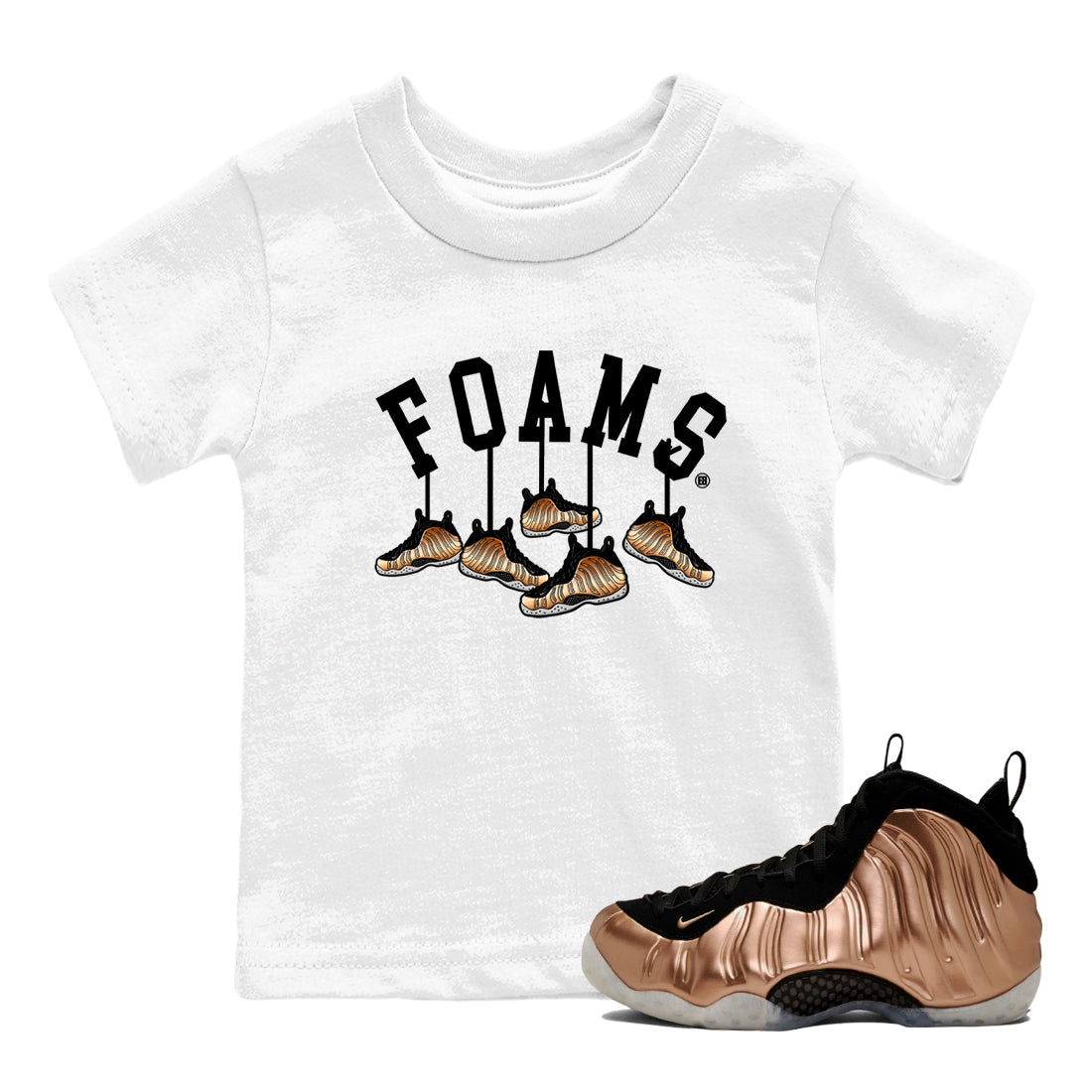 Hanging snkmatchs snkmatch Tees Kids - Air Foamposite One Metallic Copper