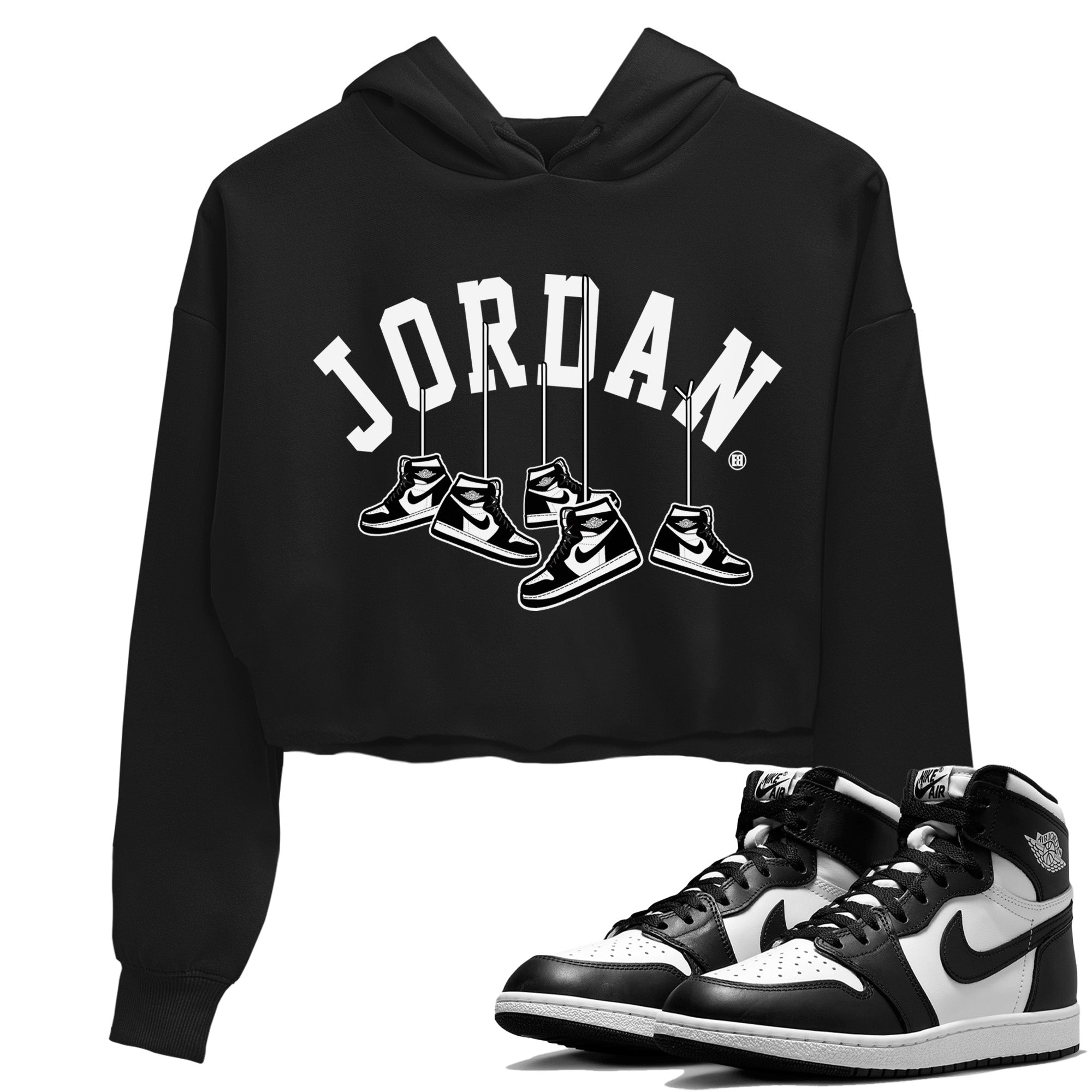 Hanging snkmatchs Women's Tops - Air Jordan 1 Black White