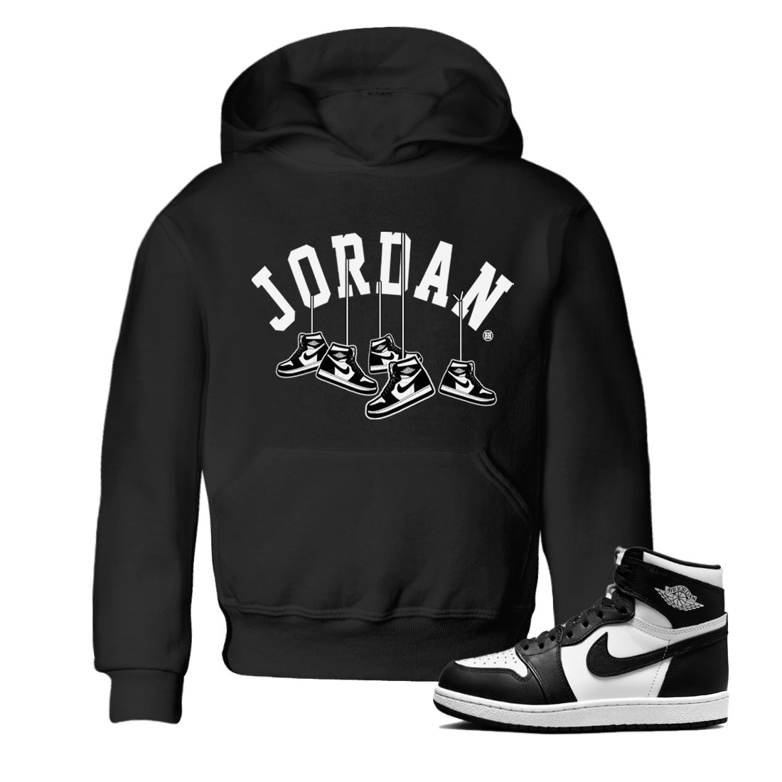 Hanging snkmatchs Kids Tops - Air Jordan 1 Black White