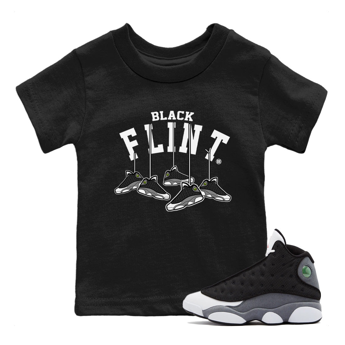 Hanging snkmatchs Kids Tops - Air Jordan 13 Black Flint