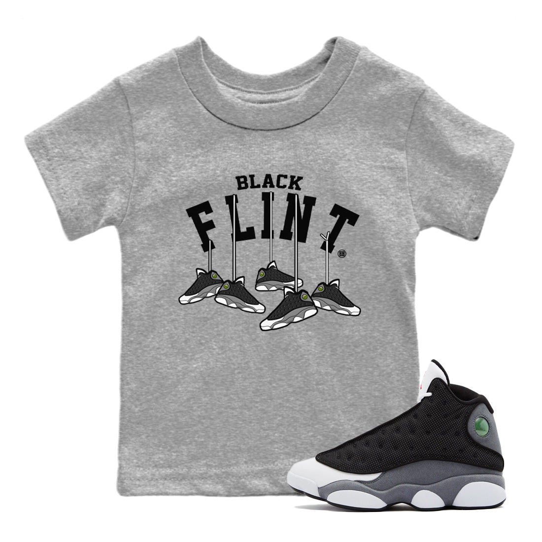 Hanging snkmatchs Kids Tops - Air Jordan 13 Black Flint