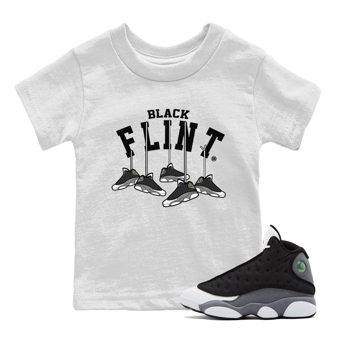 Hanging snkmatchs Kids Tops - Air Jordan 13 Black Flint