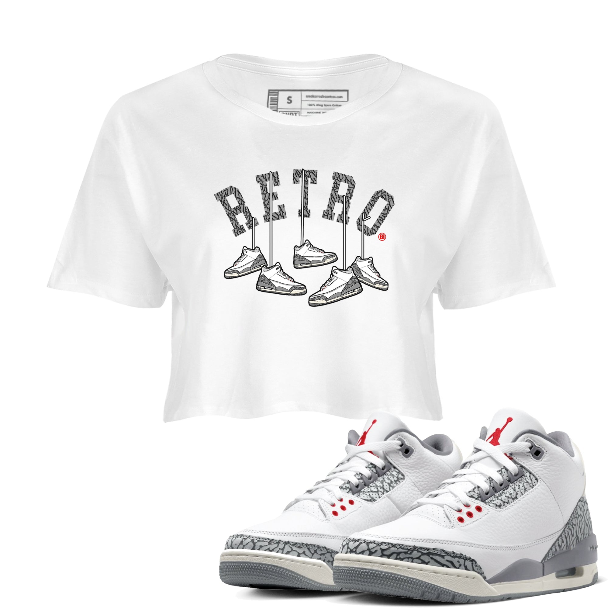 Hanging snkmatchs snkmatch Women's Top - Air Jordan 3 Cement Grey