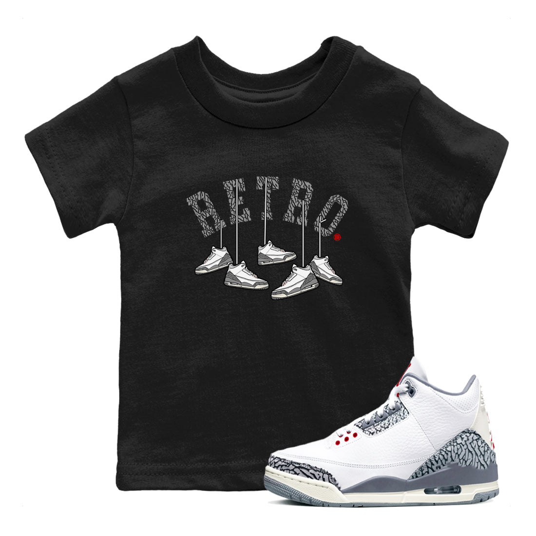 Hanging snkmatchs snkmatch Tees Kids - Air Jordan 3 Cement Grey