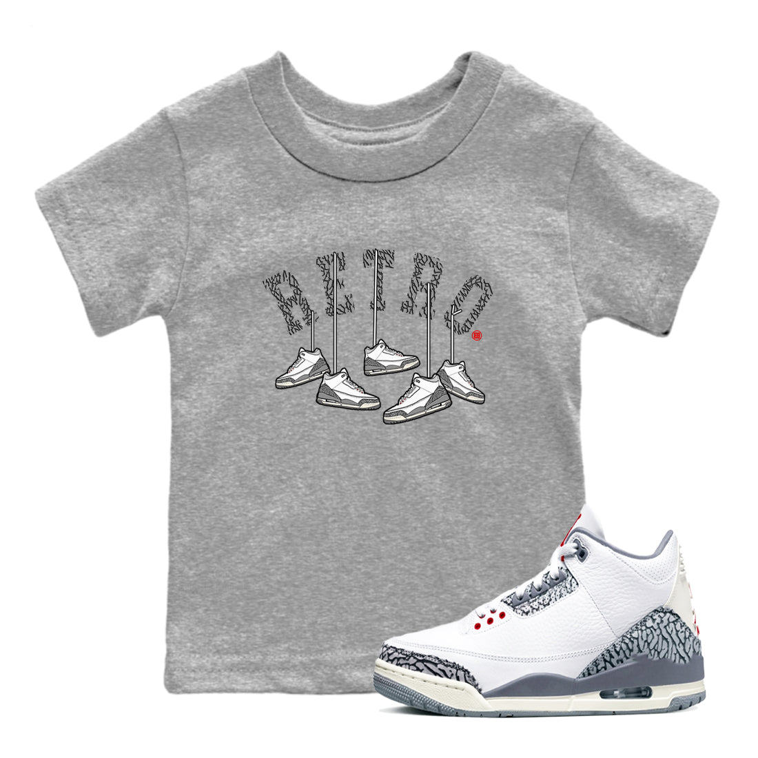 Hanging snkmatchs snkmatch Tees Kids - Air Jordan 3 Cement Grey