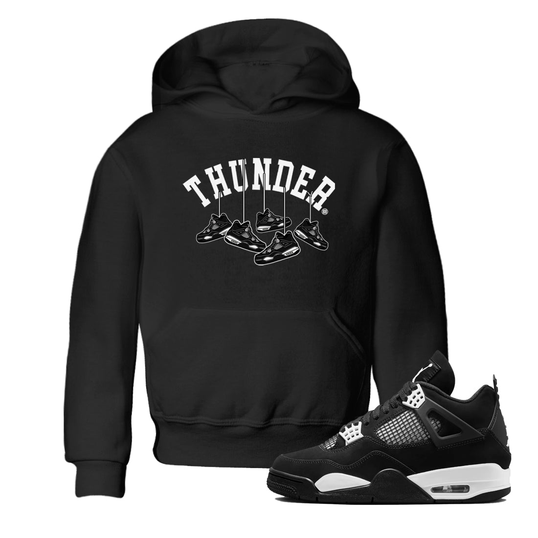 Hanging snkmatchs snkmatch Tees Kids - Air Jordan 4 White Thunder