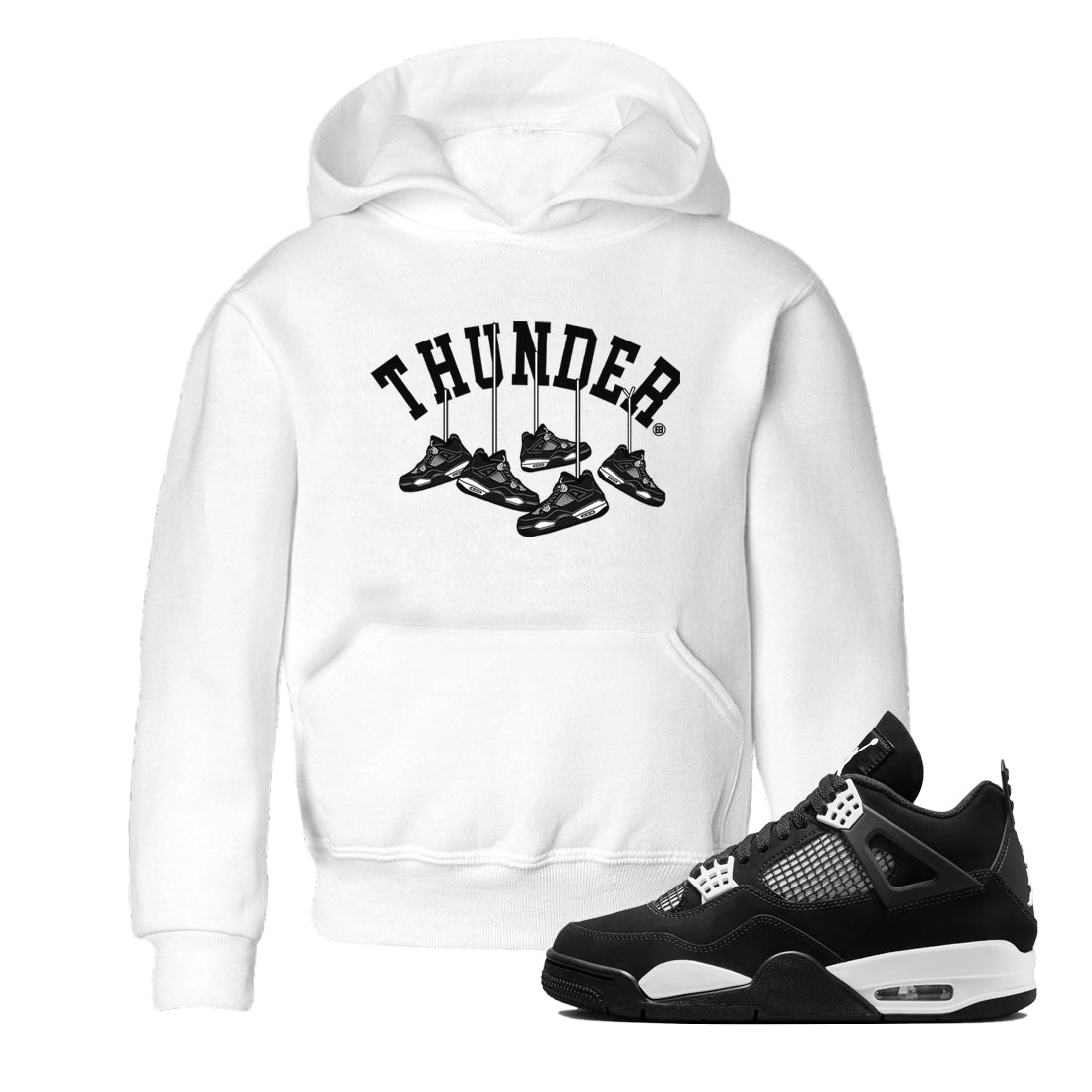 Hanging snkmatchs snkmatch Tees Kids - Air Jordan 4 White Thunder