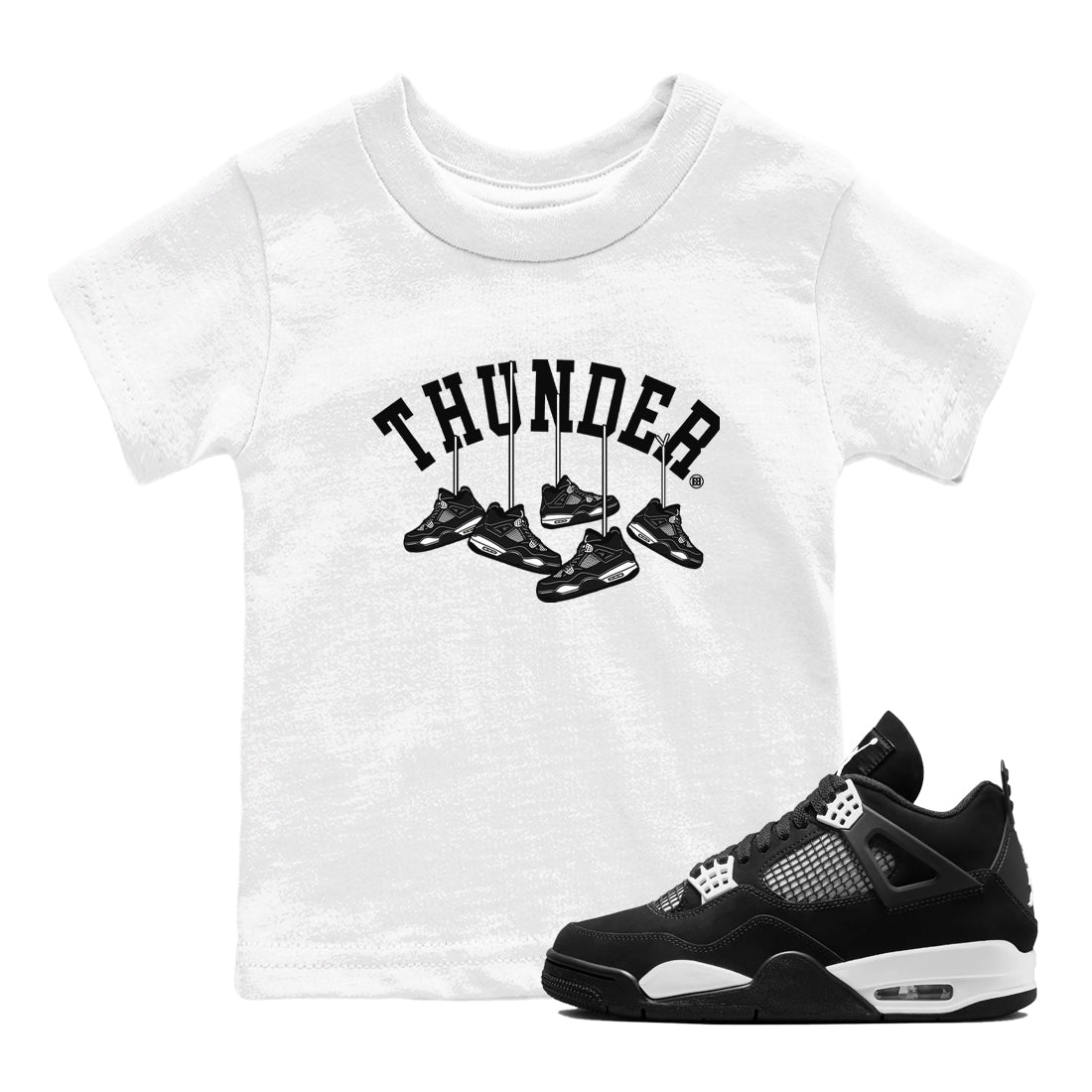 Hanging snkmatchs snkmatch Tees Kids - Air Jordan 4 White Thunder