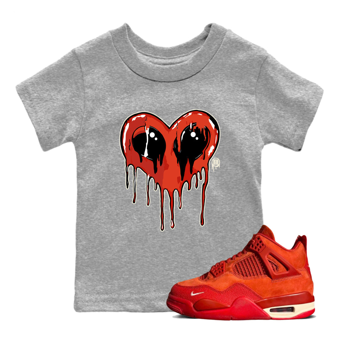 Heart Alien snkmatch Tees Kids - Air Jordan 4 Brick By Brick
