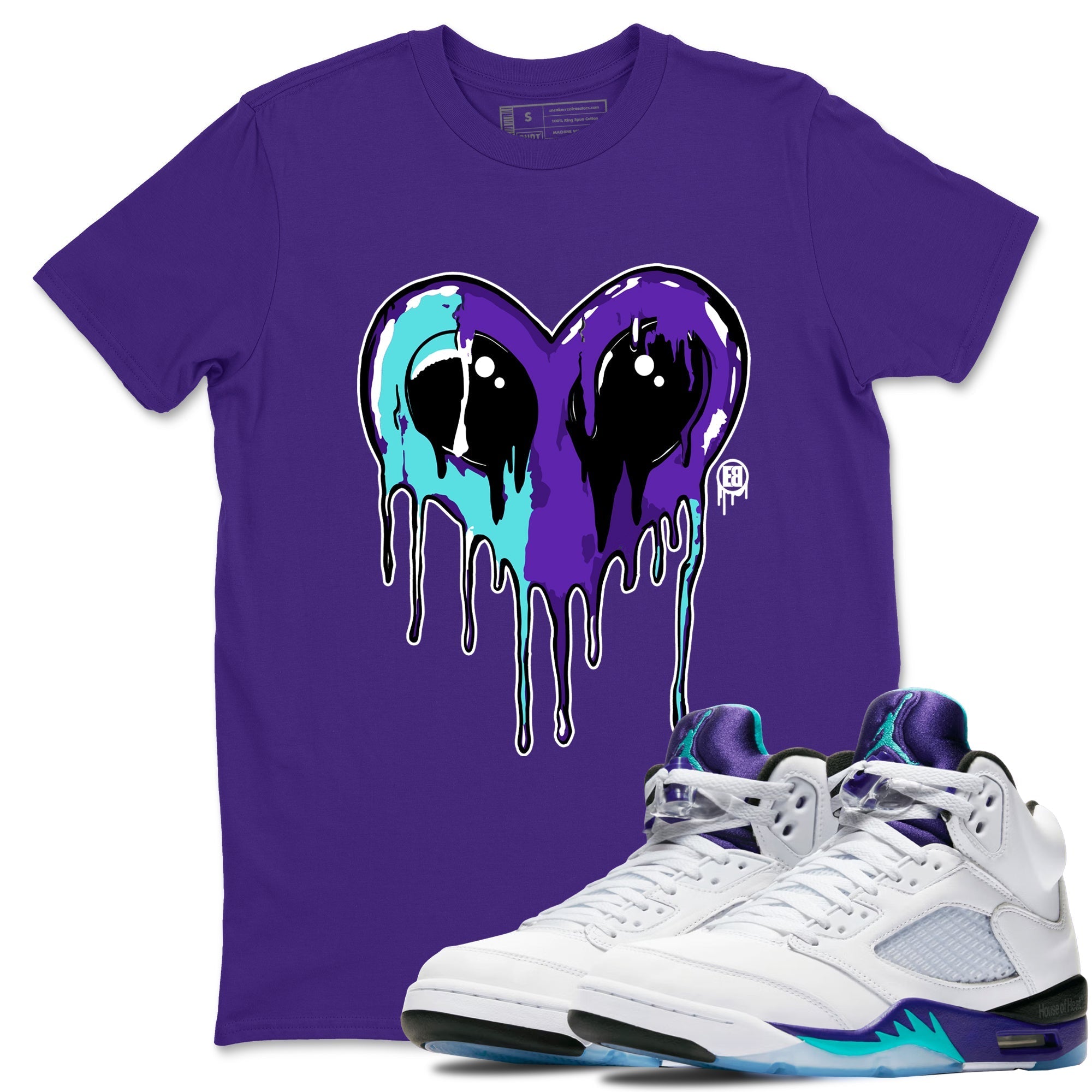 Heart Alien snkmatch Tees - Air Jordan 5 Grape