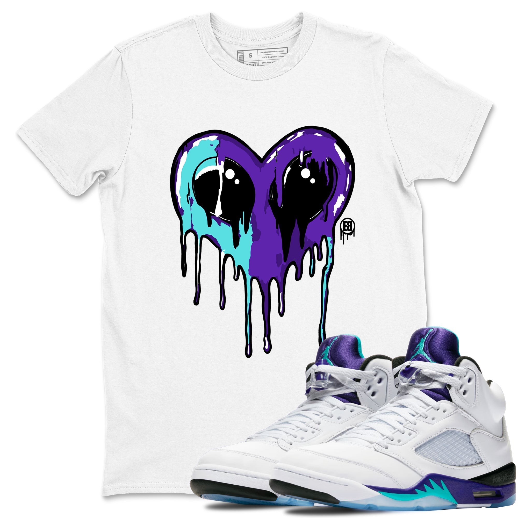 Heart Alien snkmatch Tees - Air Jordan 5 Grape