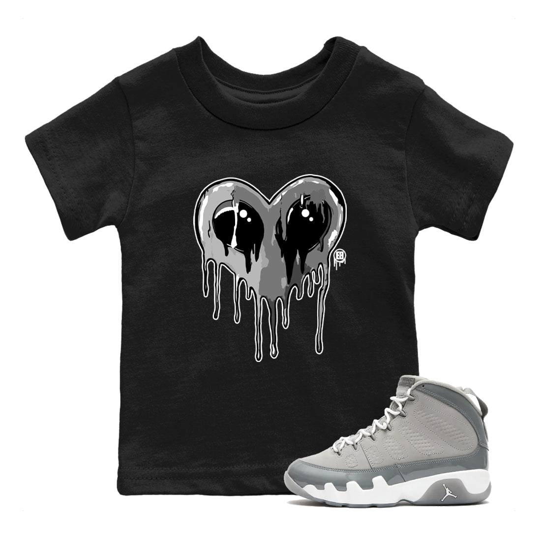 Heart Alien snkmatch Tees Kids - Air Jordan 9 Cool Grey
