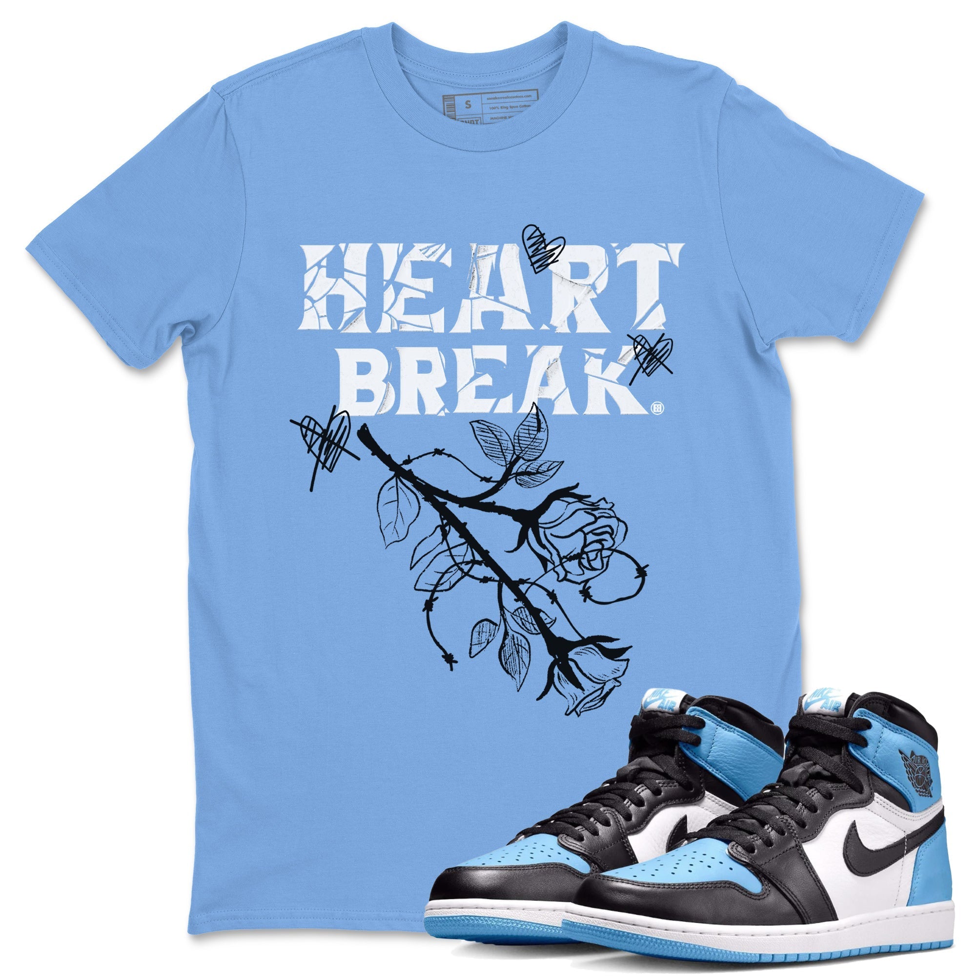 Heart Break Unisex Tops - Air Jordan 1 UNC Toe