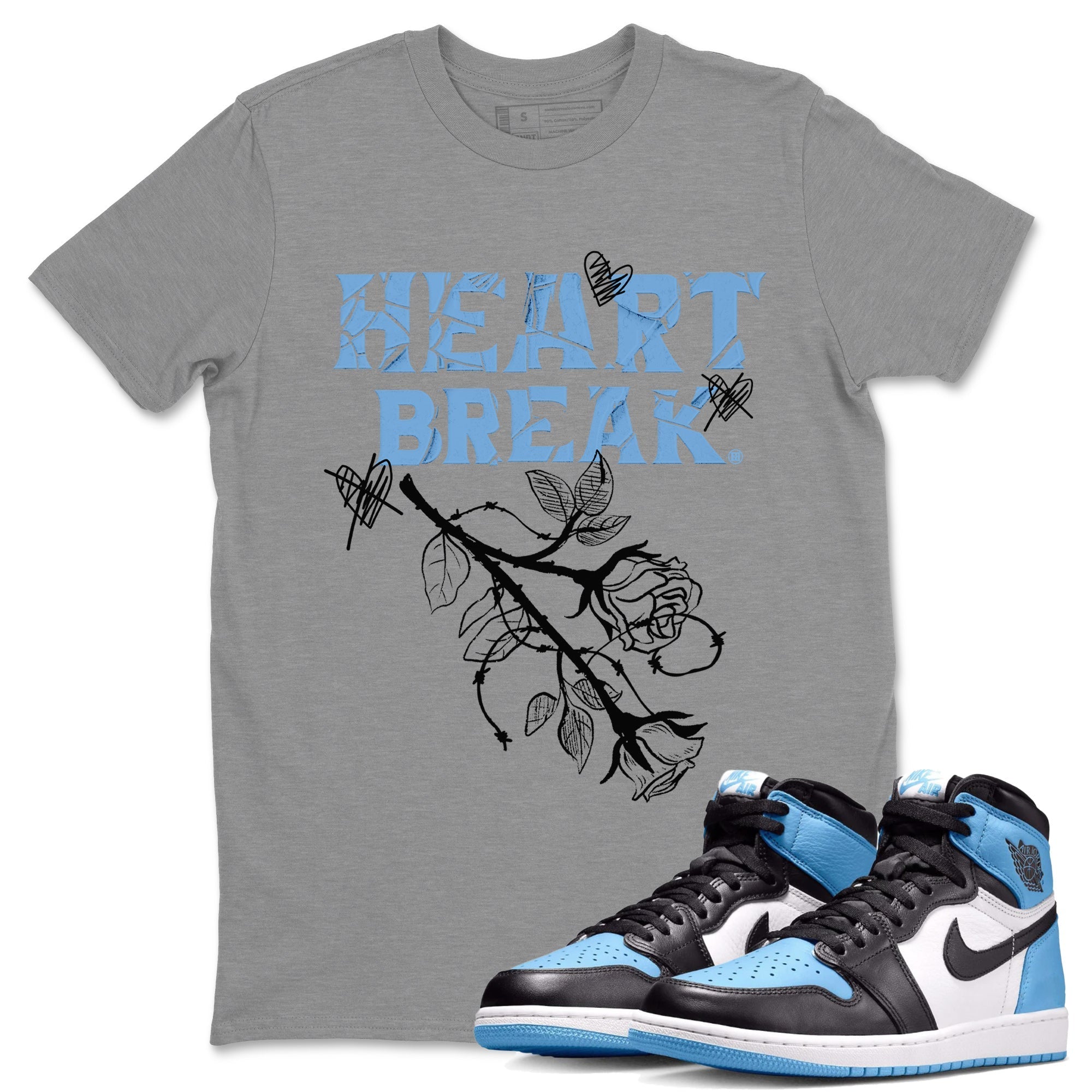 Heart Break Unisex Tops - Air Jordan 1 UNC Toe