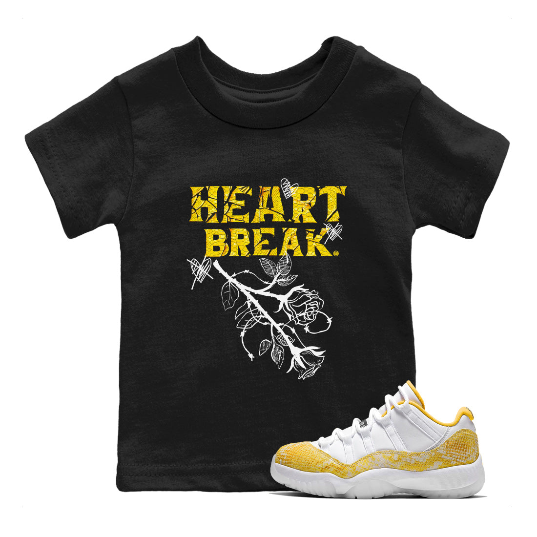 Heart Break Kids Tops - Air Jordan 11 Yellow Python
