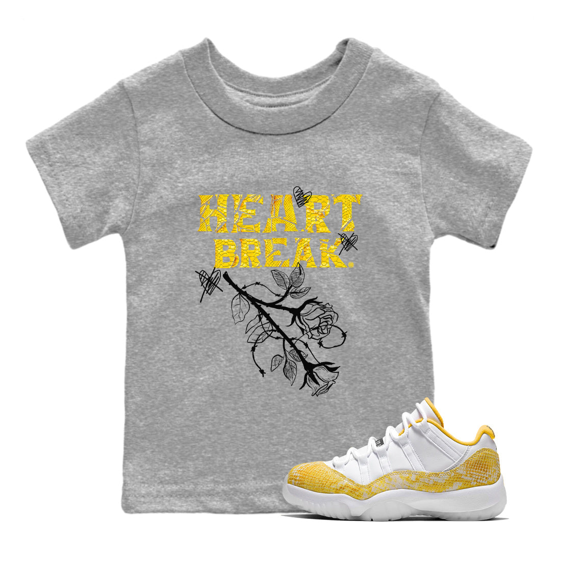 Heart Break Kids Tops - Air Jordan 11 Yellow Python
